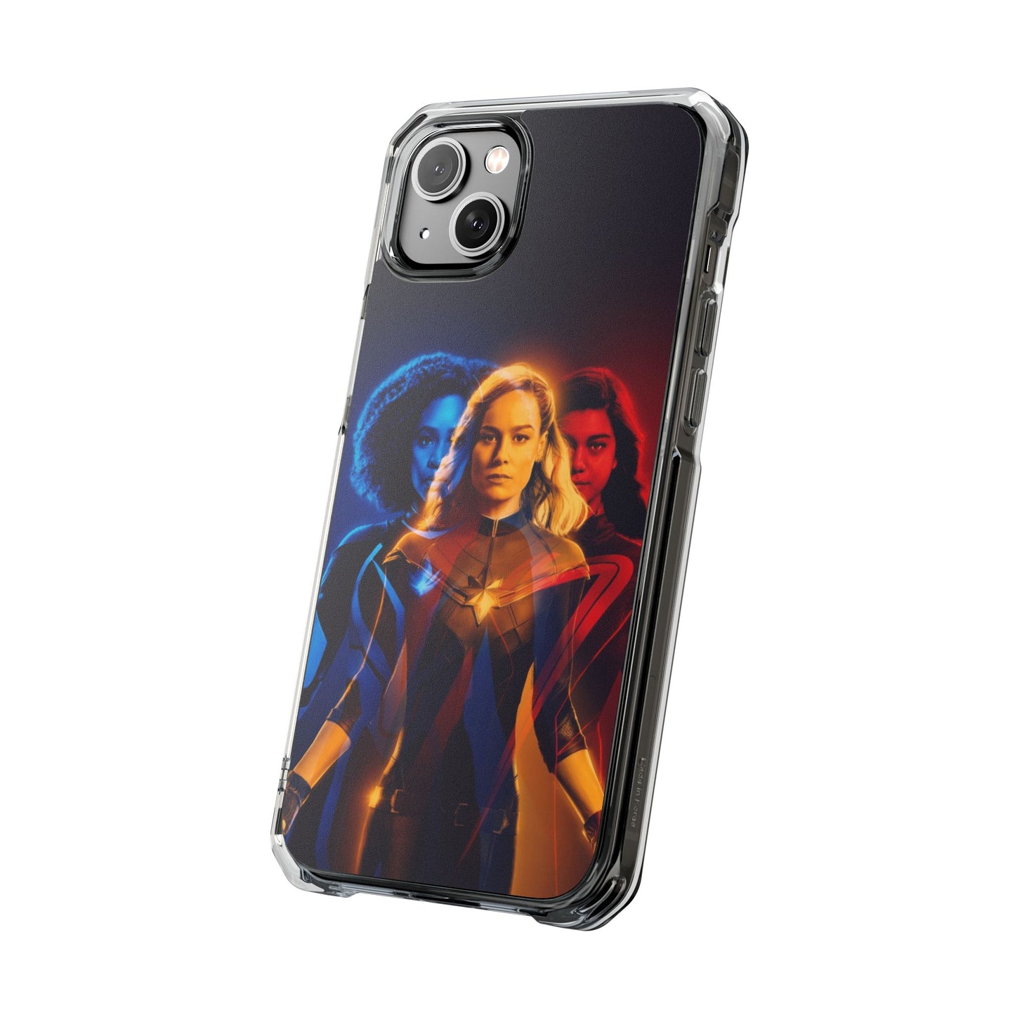 Superhero Magnetic Clear Impact Case for iPhone – Captain Marvel Design