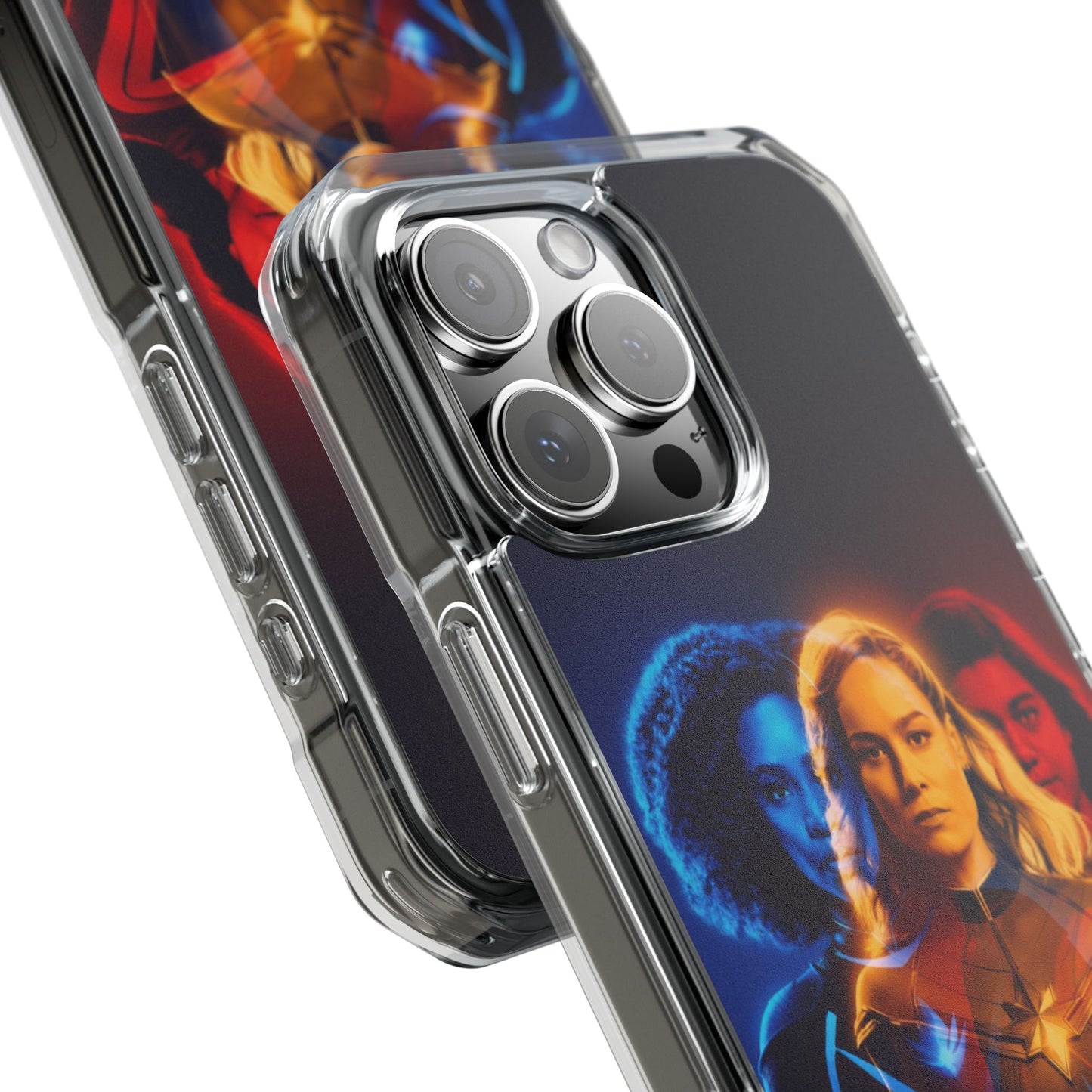 Superhero Magnetic Clear Impact Case for iPhone – Captain Marvel Design