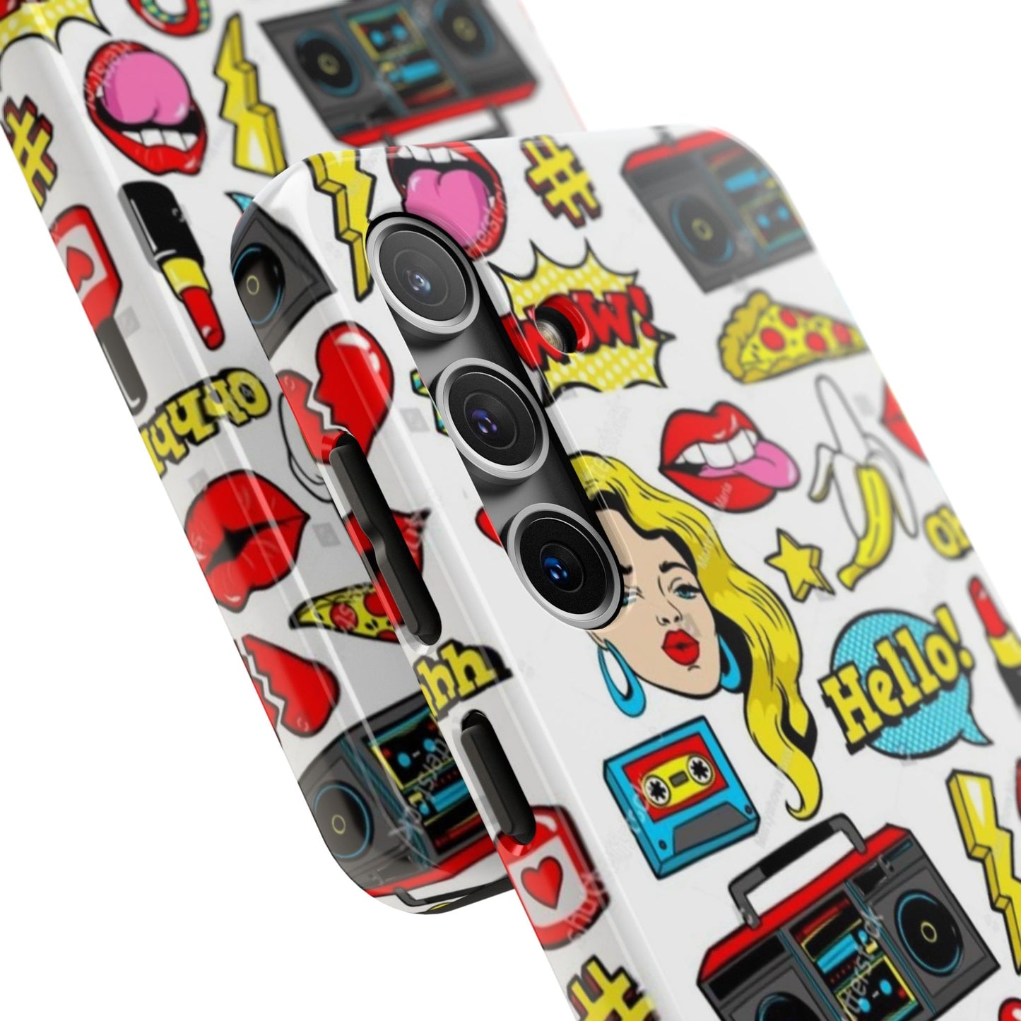 Retro Pop Art Tough Phone Cases - Colorful, Fun Design with 'Hello!' Text