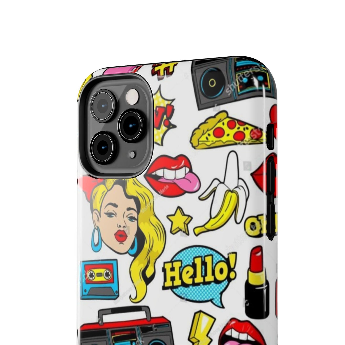 Retro Pop Art Tough Phone Cases - Colorful, Fun Design with 'Hello!' Text