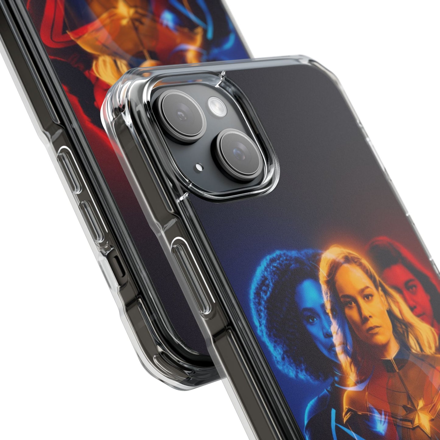 Superhero Magnetic Clear Impact Case for iPhone – Captain Marvel Design