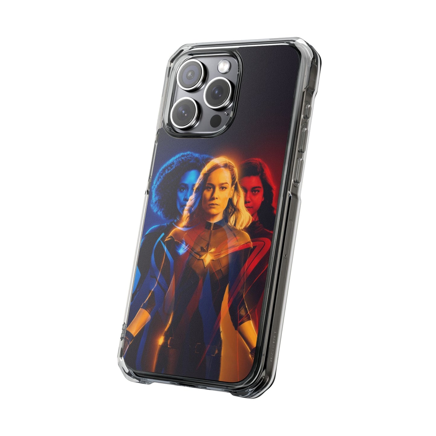 Superhero Magnetic Clear Impact Case for iPhone – Captain Marvel Design