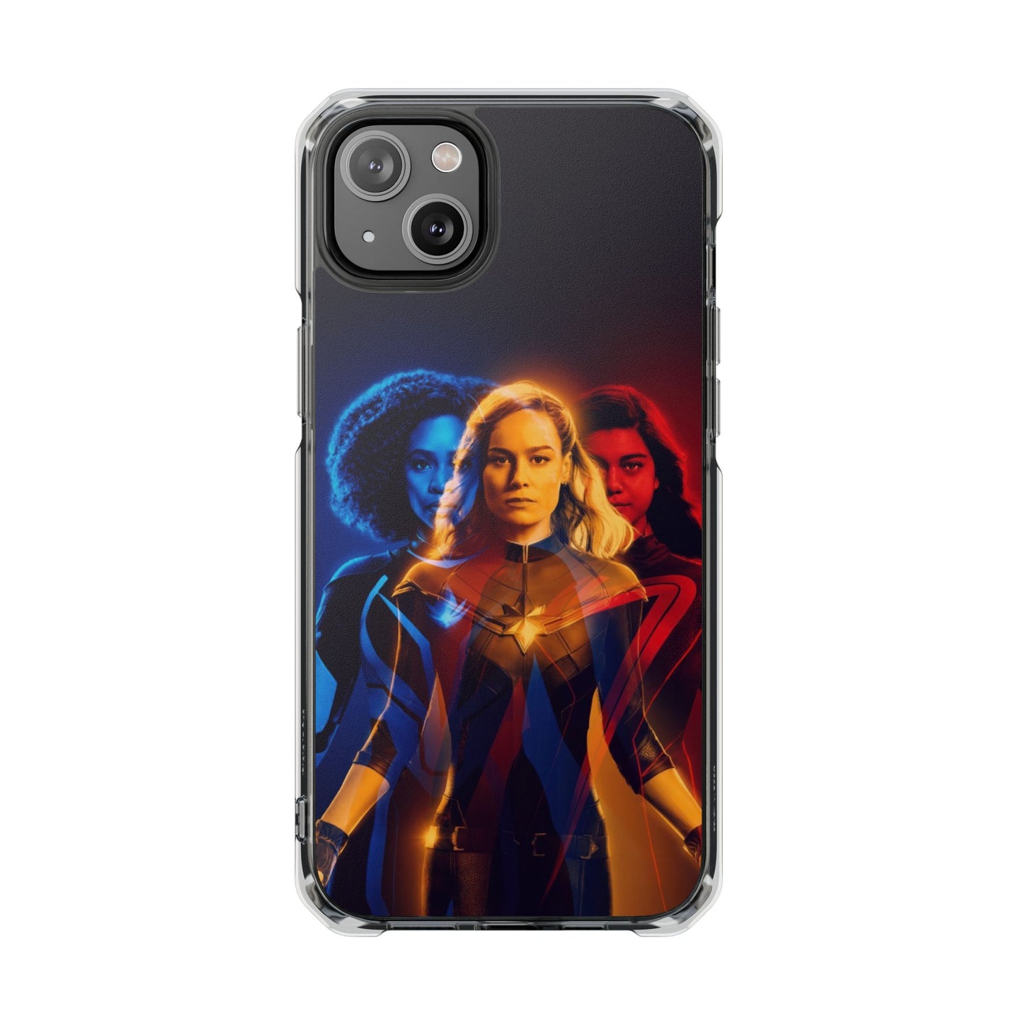 Superhero Magnetic Clear Impact Case for iPhone – Captain Marvel Design