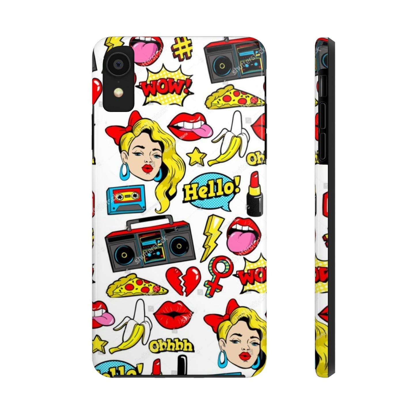 Retro Pop Art Tough Phone Cases - Colorful, Fun Design with 'Hello!' Text