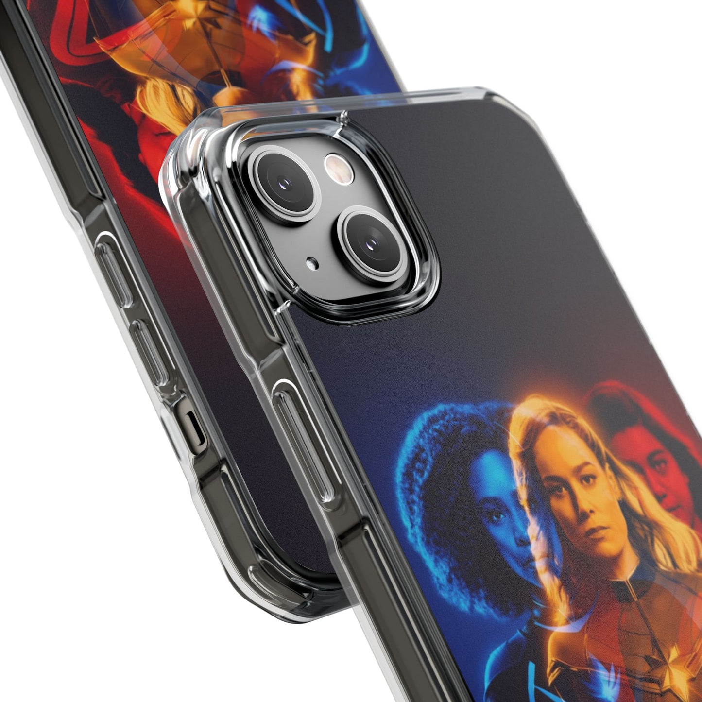 Superhero Magnetic Clear Impact Case for iPhone – Captain Marvel Design