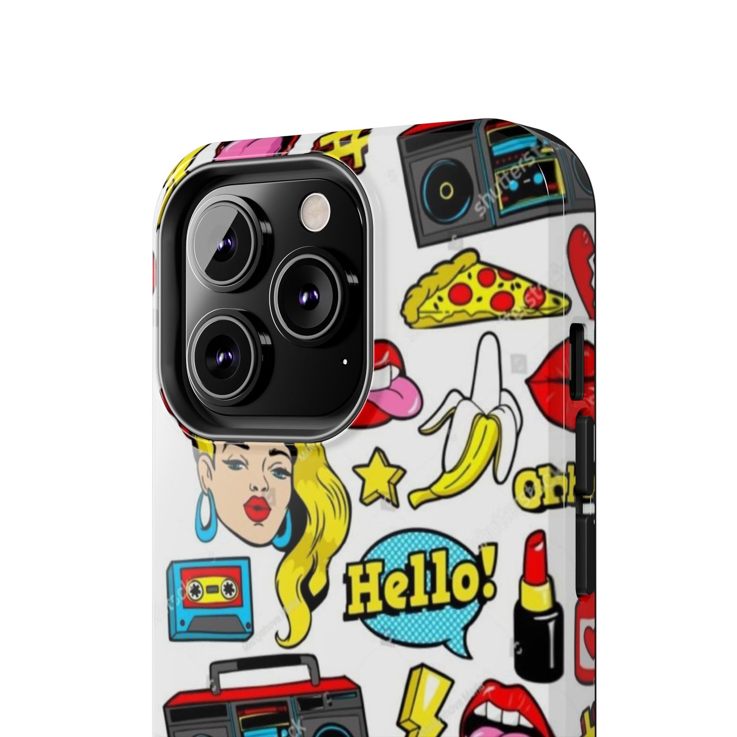 Retro Pop Art Tough Phone Cases - Colorful, Fun Design with 'Hello!' Text