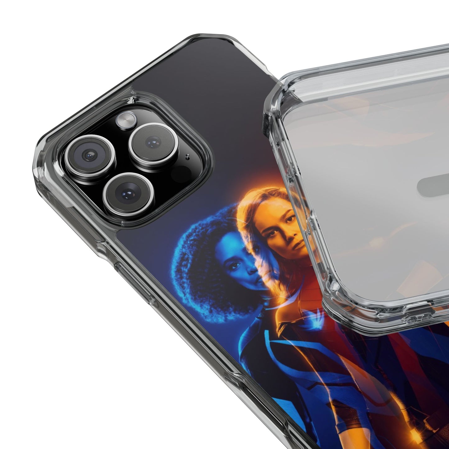 Superhero Magnetic Clear Impact Case for iPhone – Captain Marvel Design