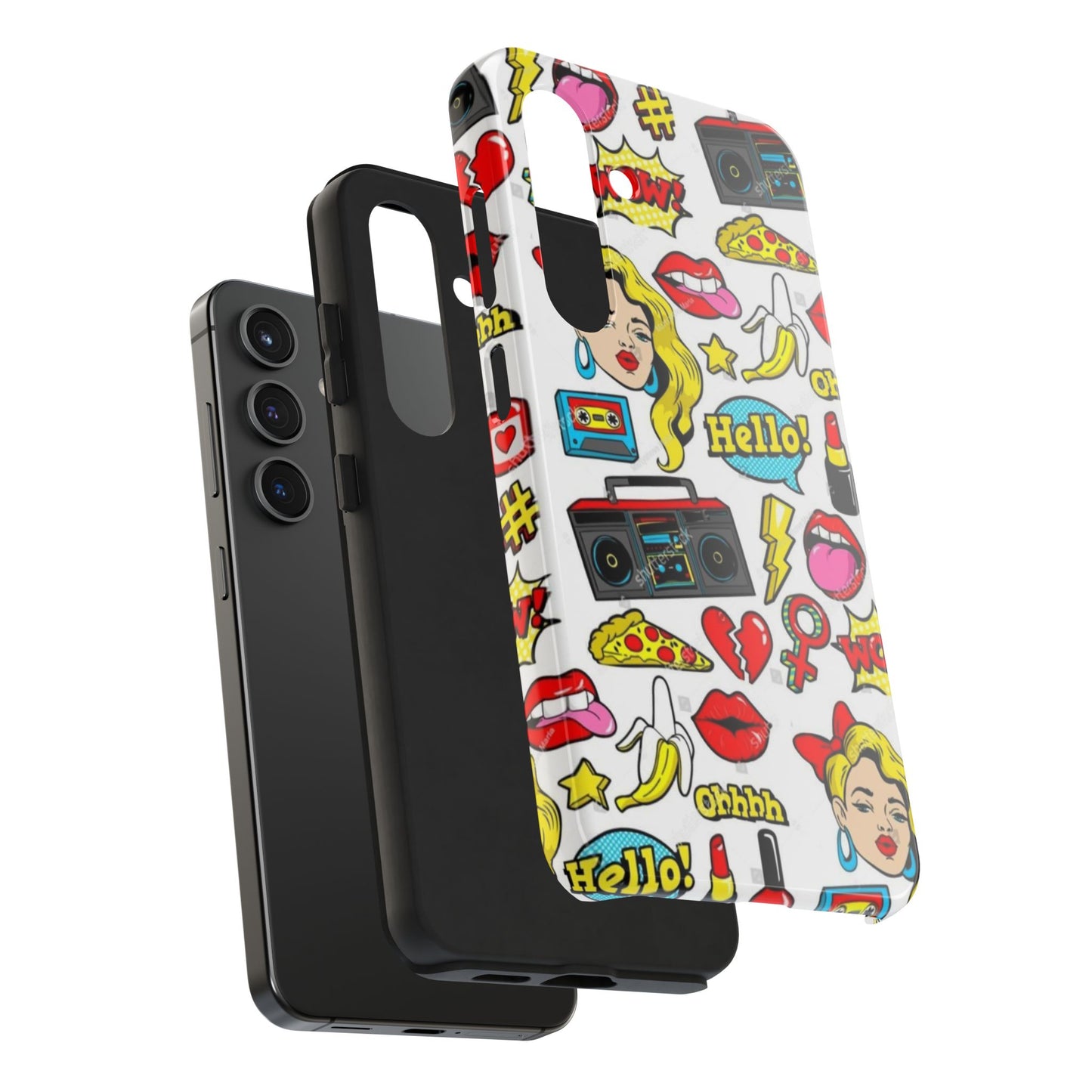 Retro Pop Art Tough Phone Cases - Colorful, Fun Design with 'Hello!' Text