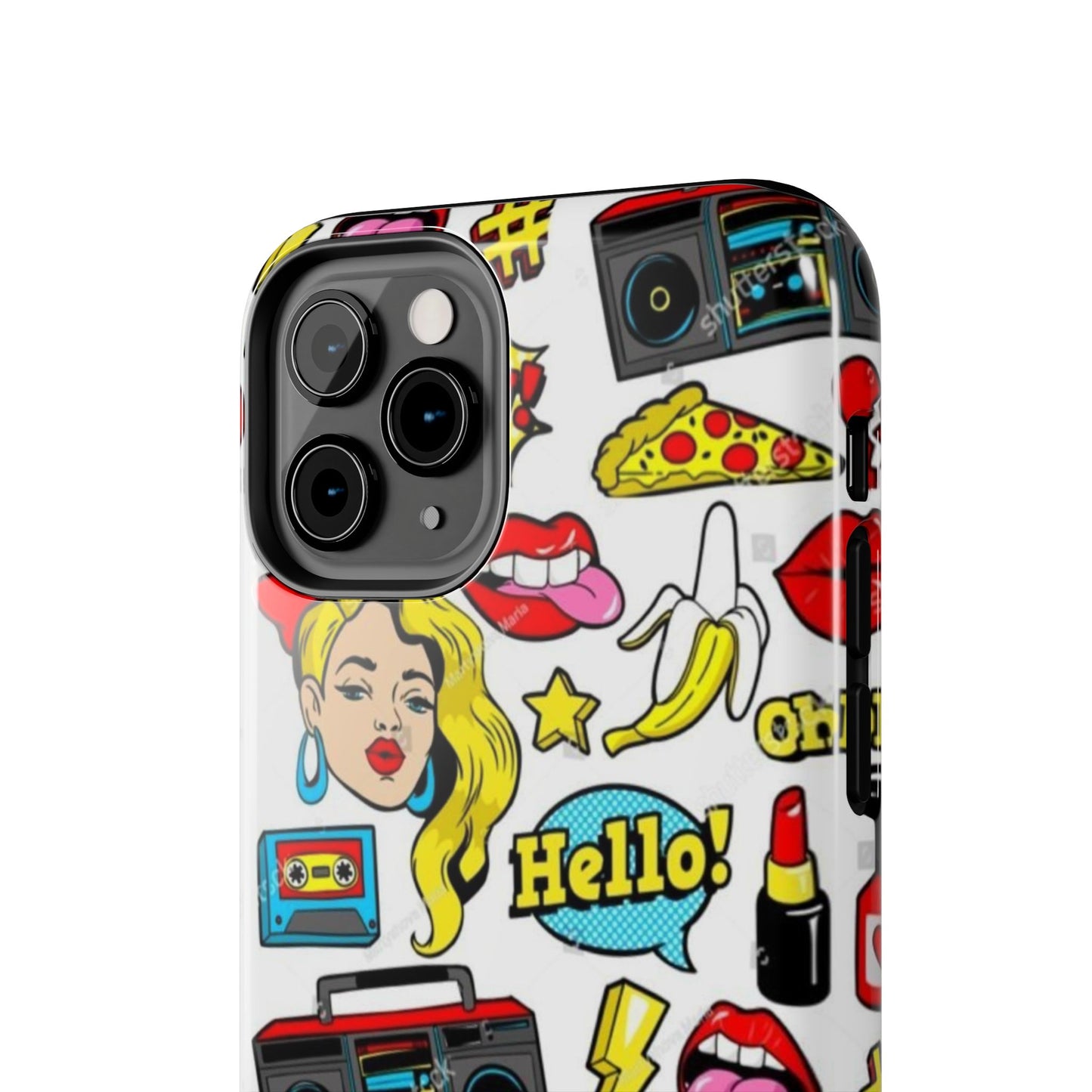 Retro Pop Art Tough Phone Cases - Colorful, Fun Design with 'Hello!' Text