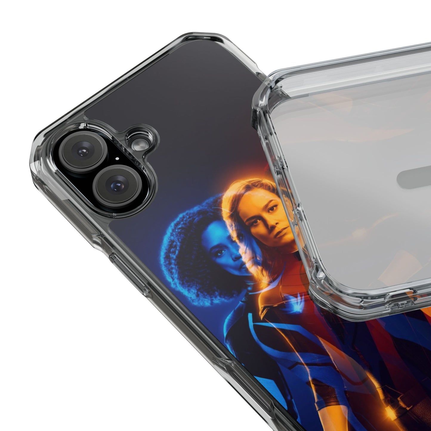 Superhero Magnetic Clear Impact Case for iPhone – Captain Marvel Design