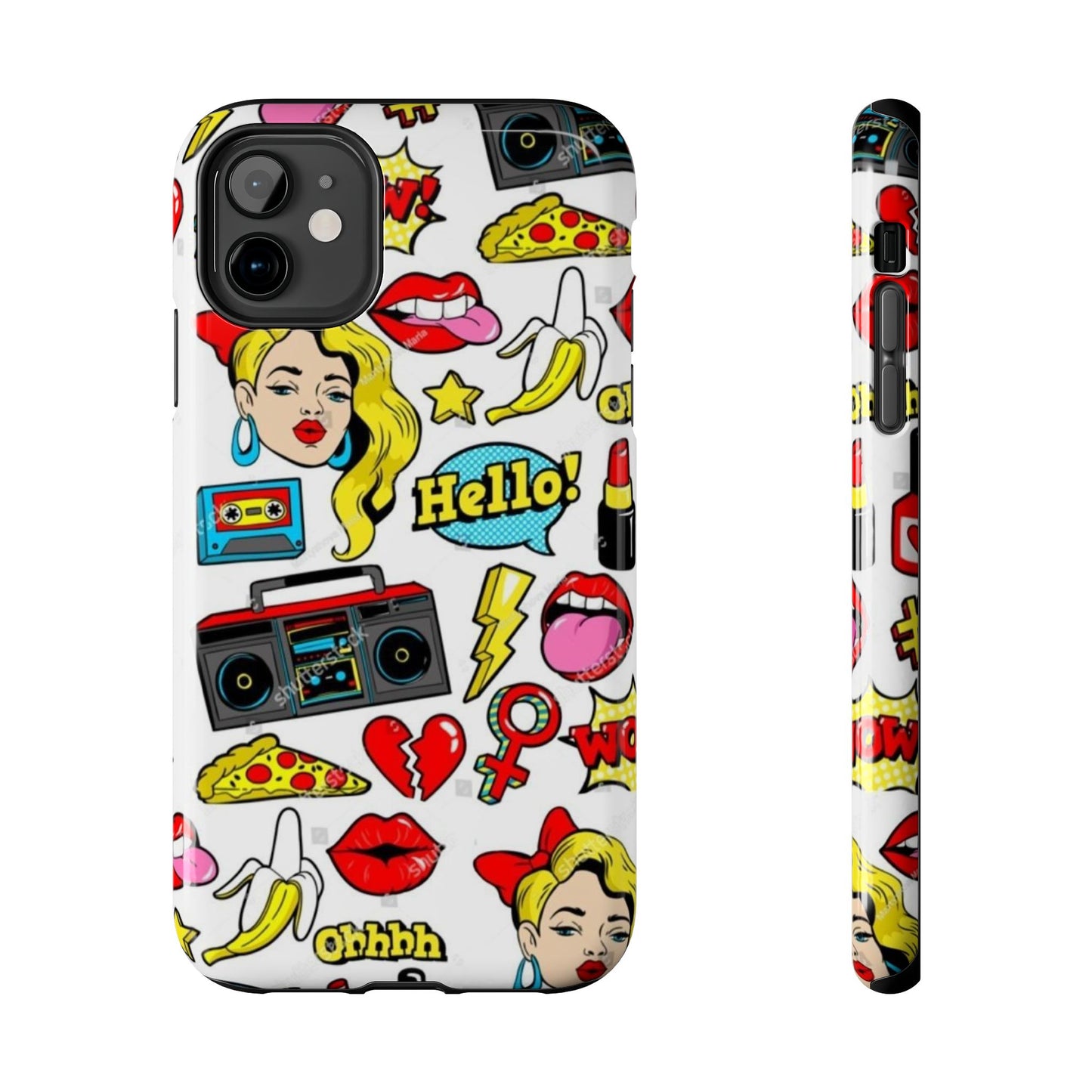 Retro Pop Art Tough Phone Cases - Colorful, Fun Design with 'Hello!' Text