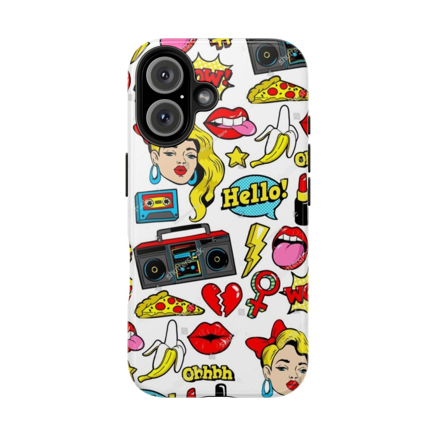 Retro Pop Art Tough Phone Cases - Colorful, Fun Design with 'Hello!' Text