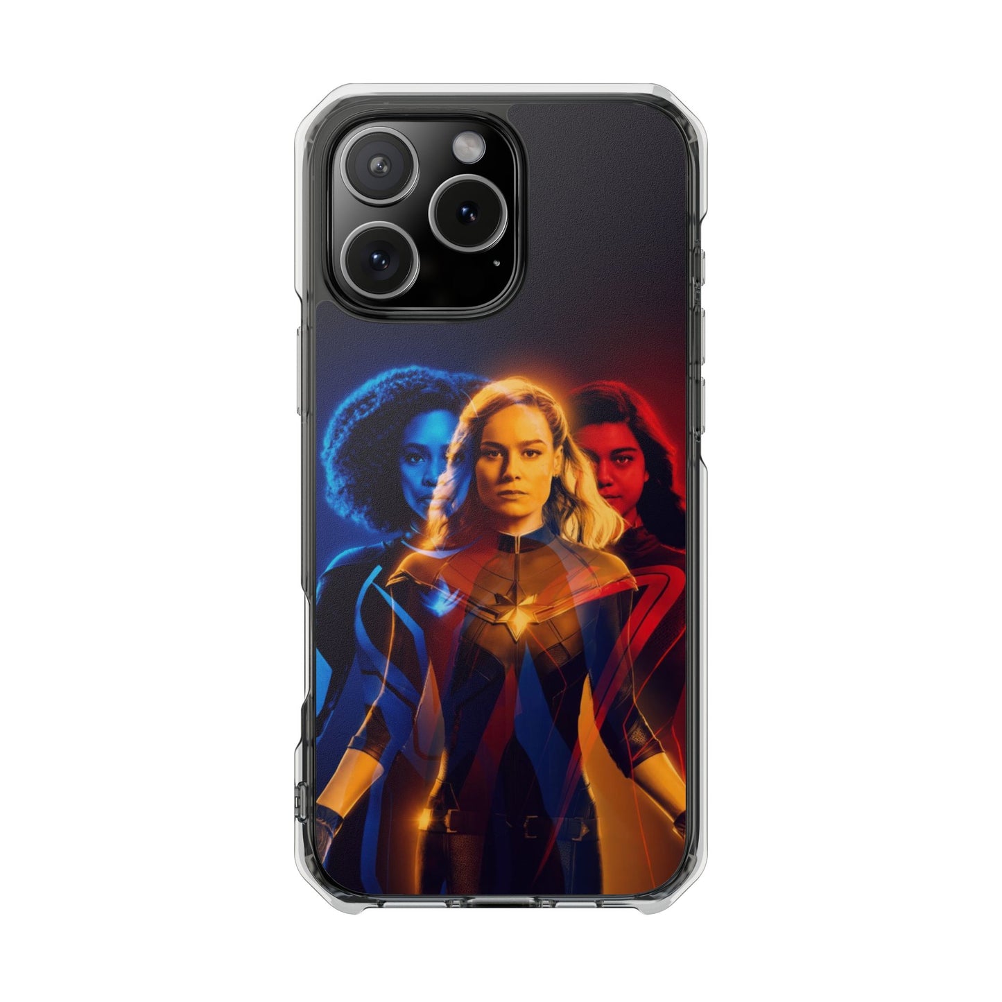 Superhero Magnetic Clear Impact Case for iPhone – Captain Marvel Design