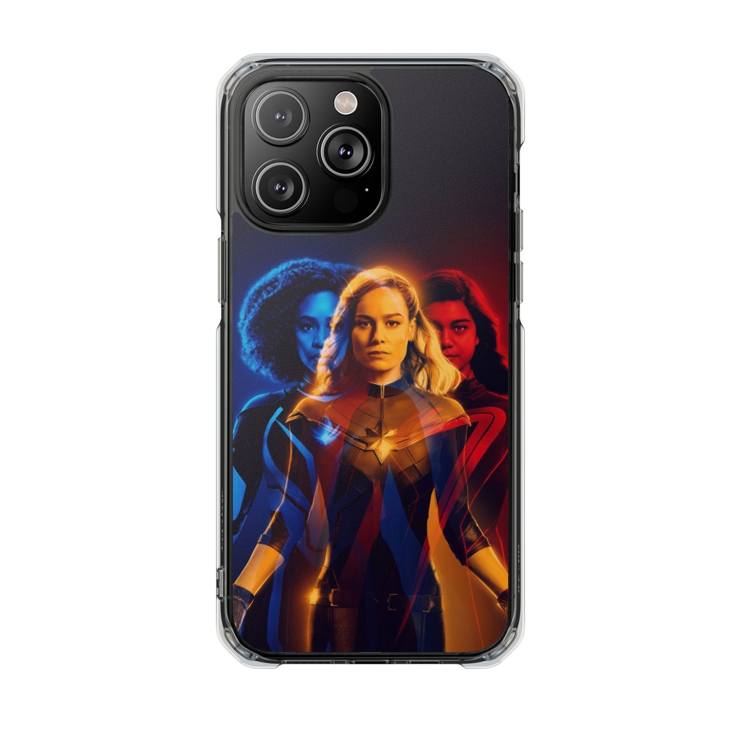 Superhero Magnetic Clear Impact Case for iPhone – Captain Marvel Design