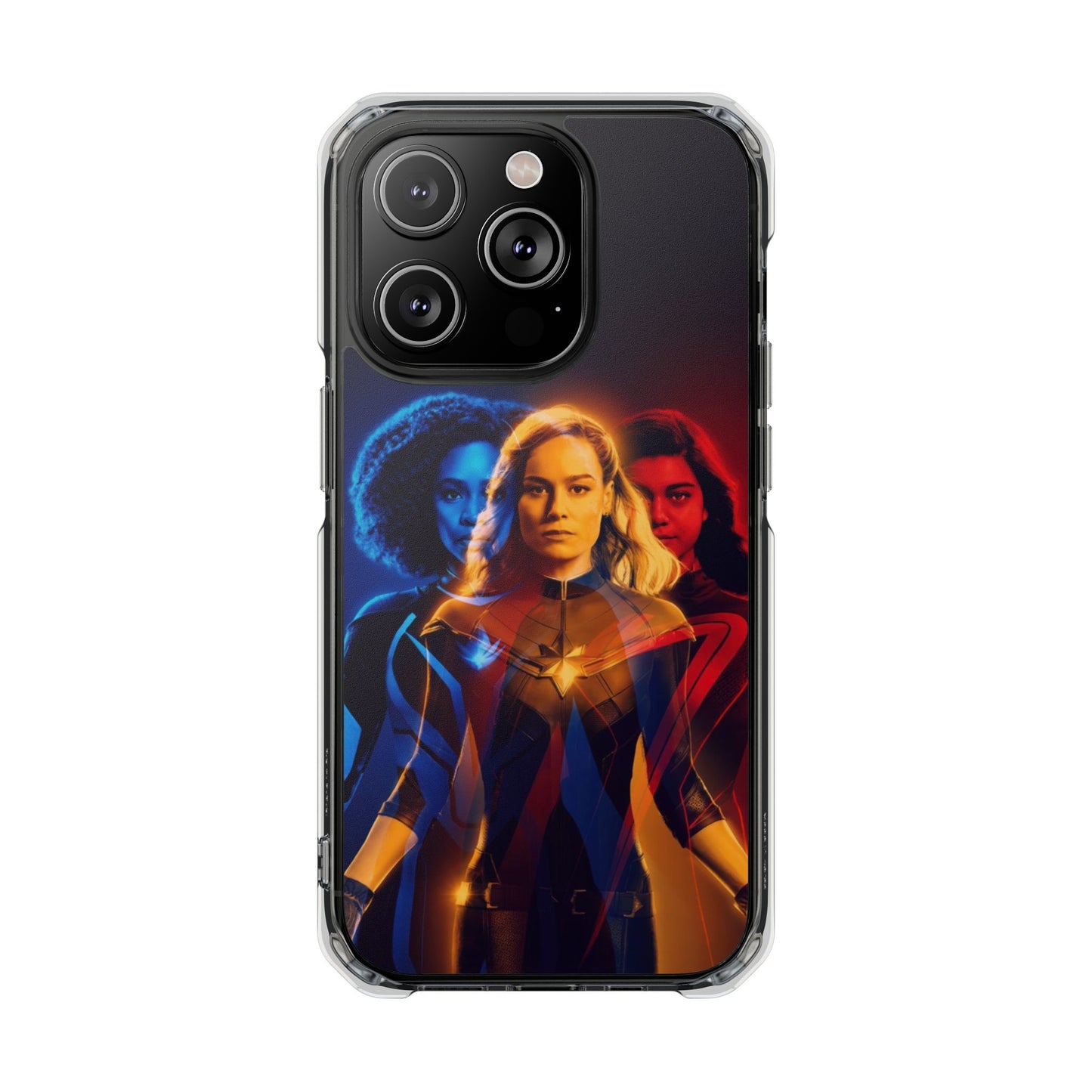 Superhero Magnetic Clear Impact Case for iPhone – Captain Marvel Design