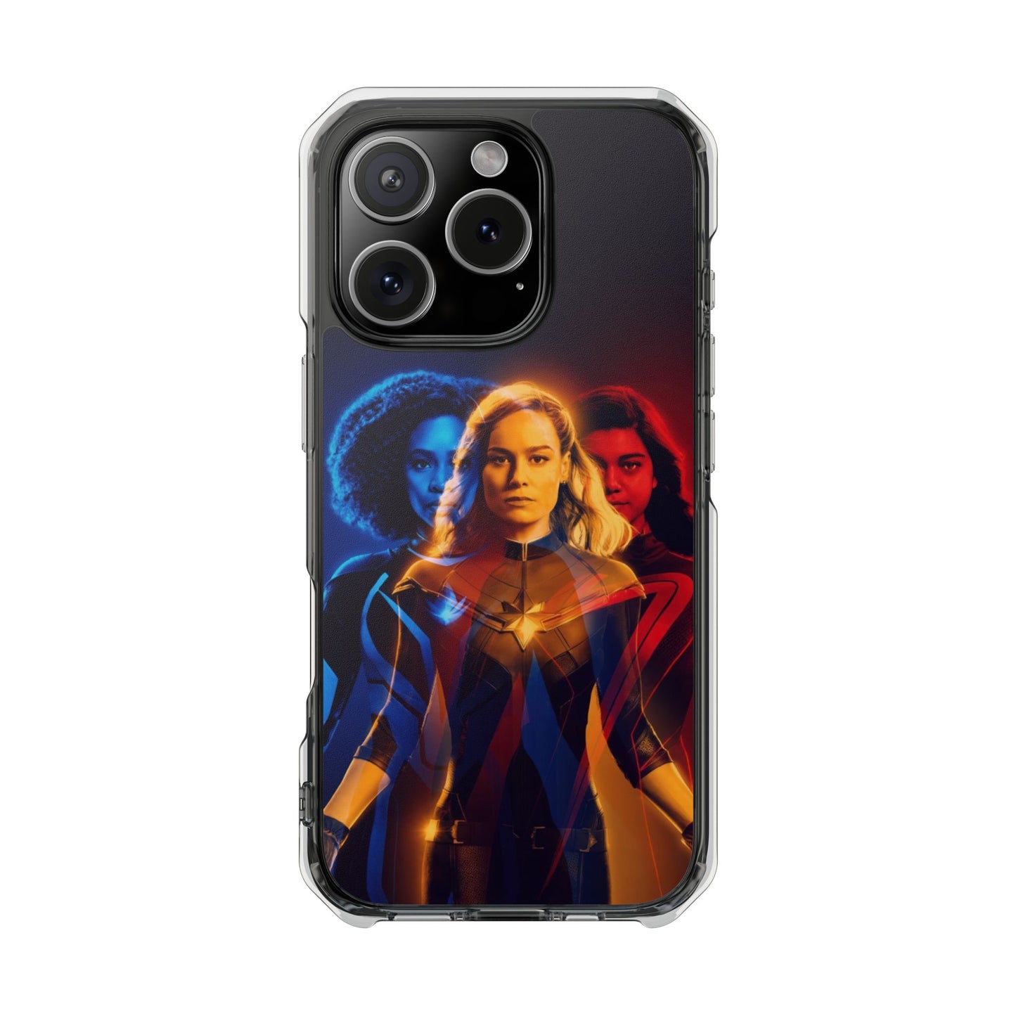 Superhero Magnetic Clear Impact Case for iPhone – Captain Marvel Design