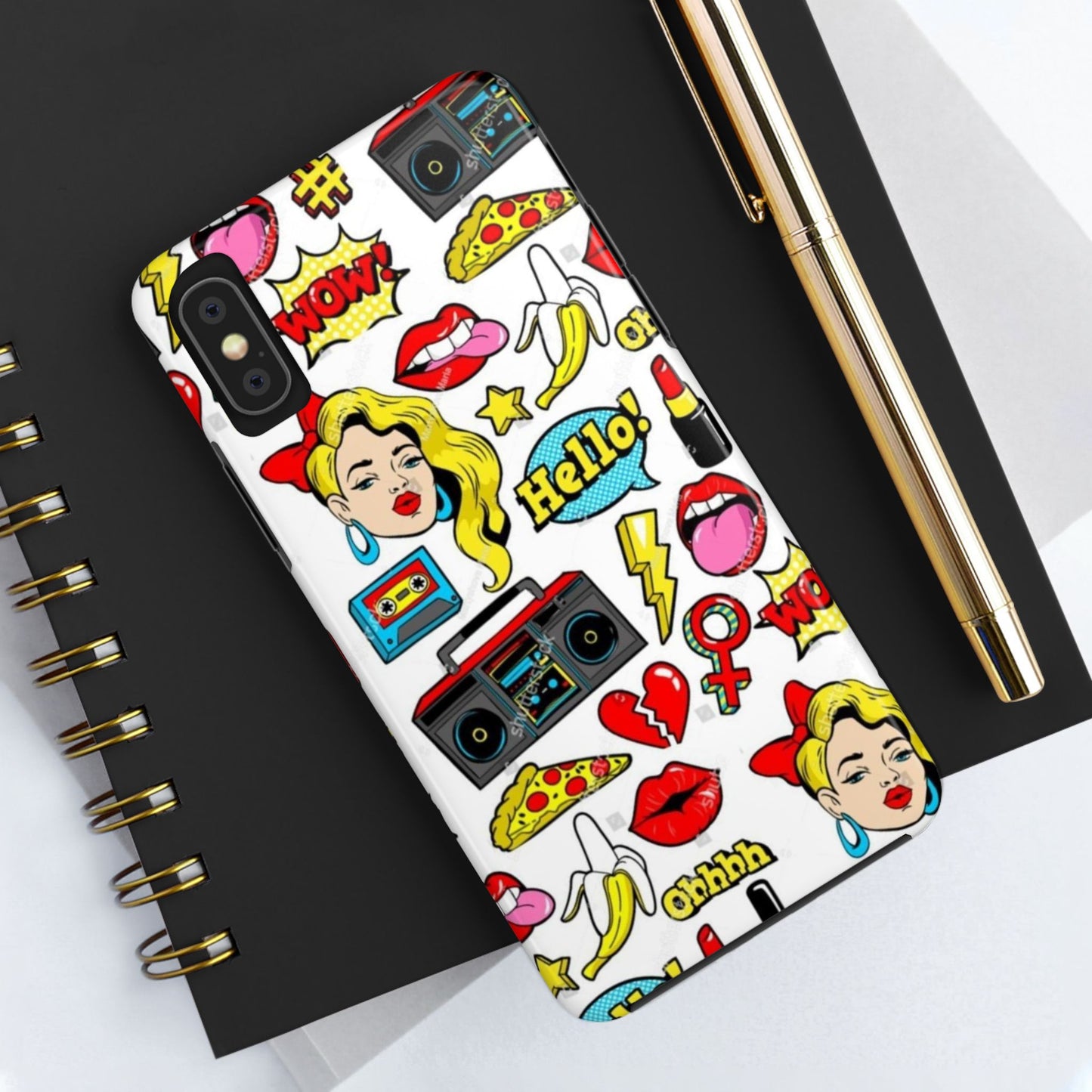 Retro Pop Art Tough Phone Cases - Colorful, Fun Design with 'Hello!' Text