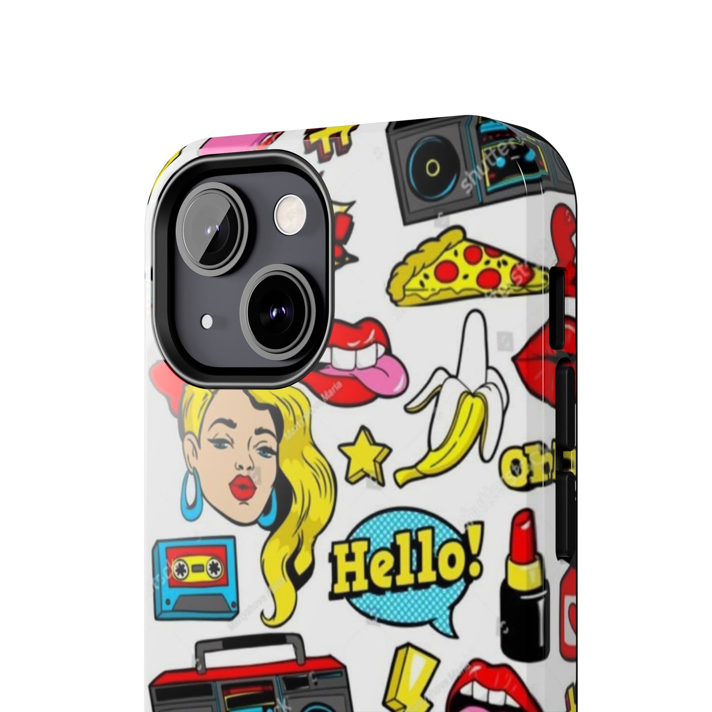 Retro Pop Art Tough Phone Cases - Colorful, Fun Design with 'Hello!' Text