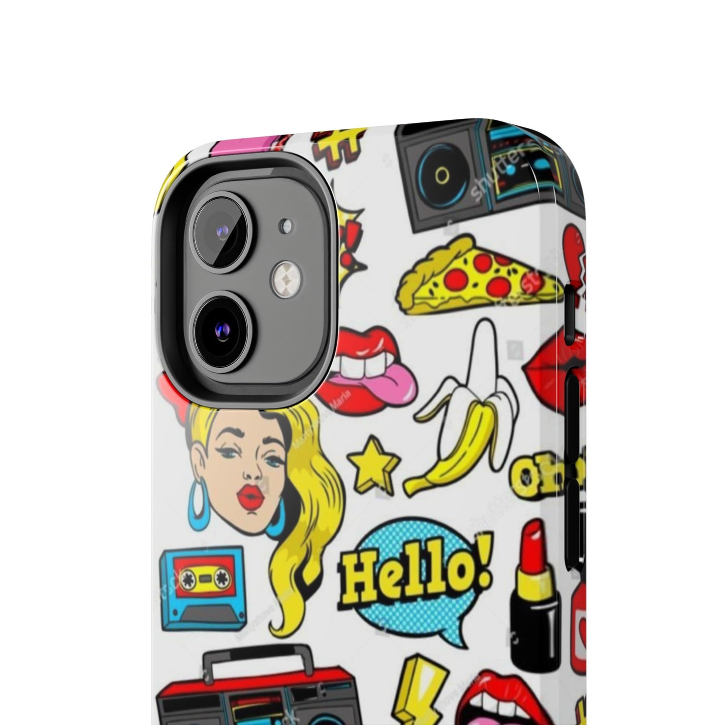 Retro Pop Art Tough Phone Cases - Colorful, Fun Design with 'Hello!' Text