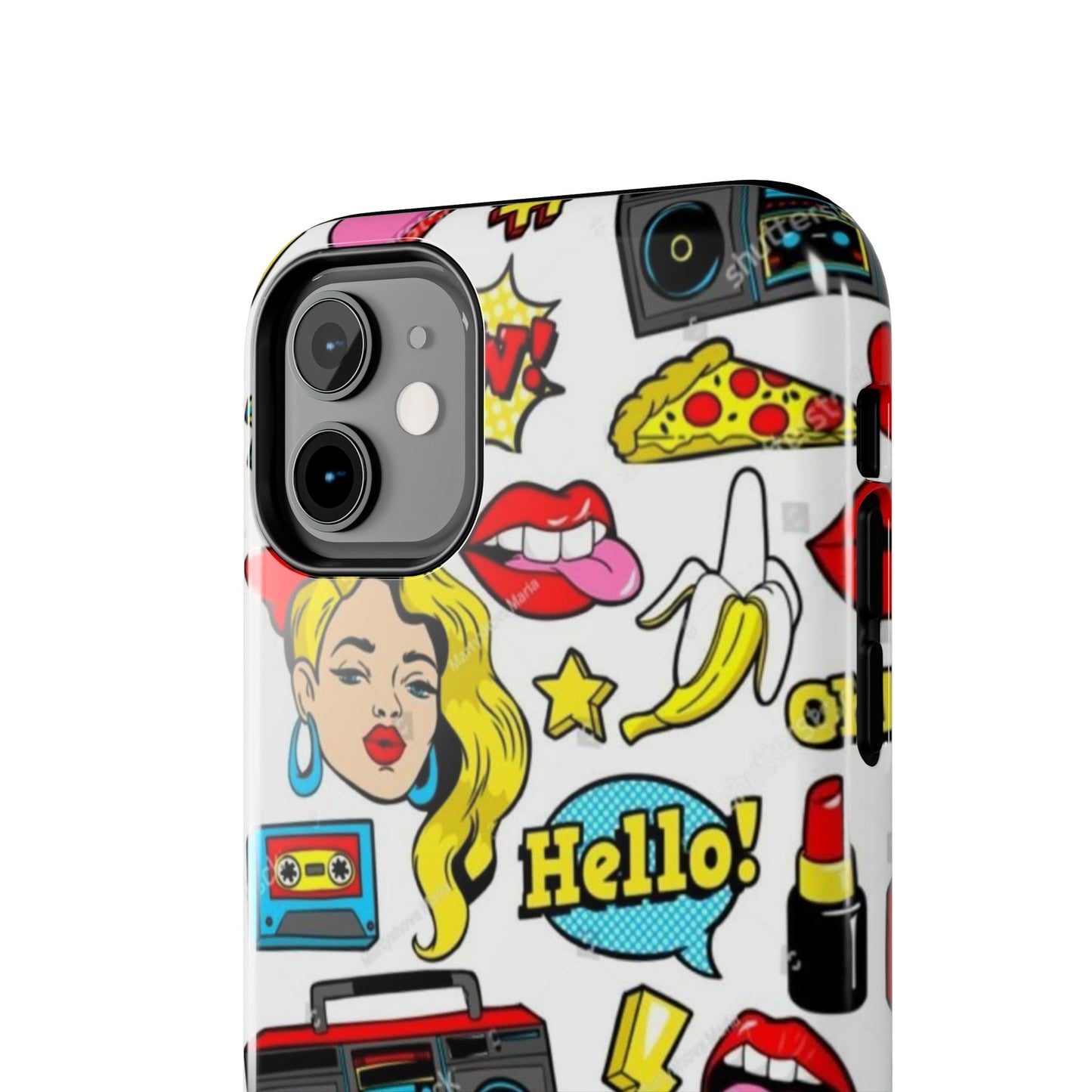 Retro Pop Art Tough Phone Cases - Colorful, Fun Design with 'Hello!' Text