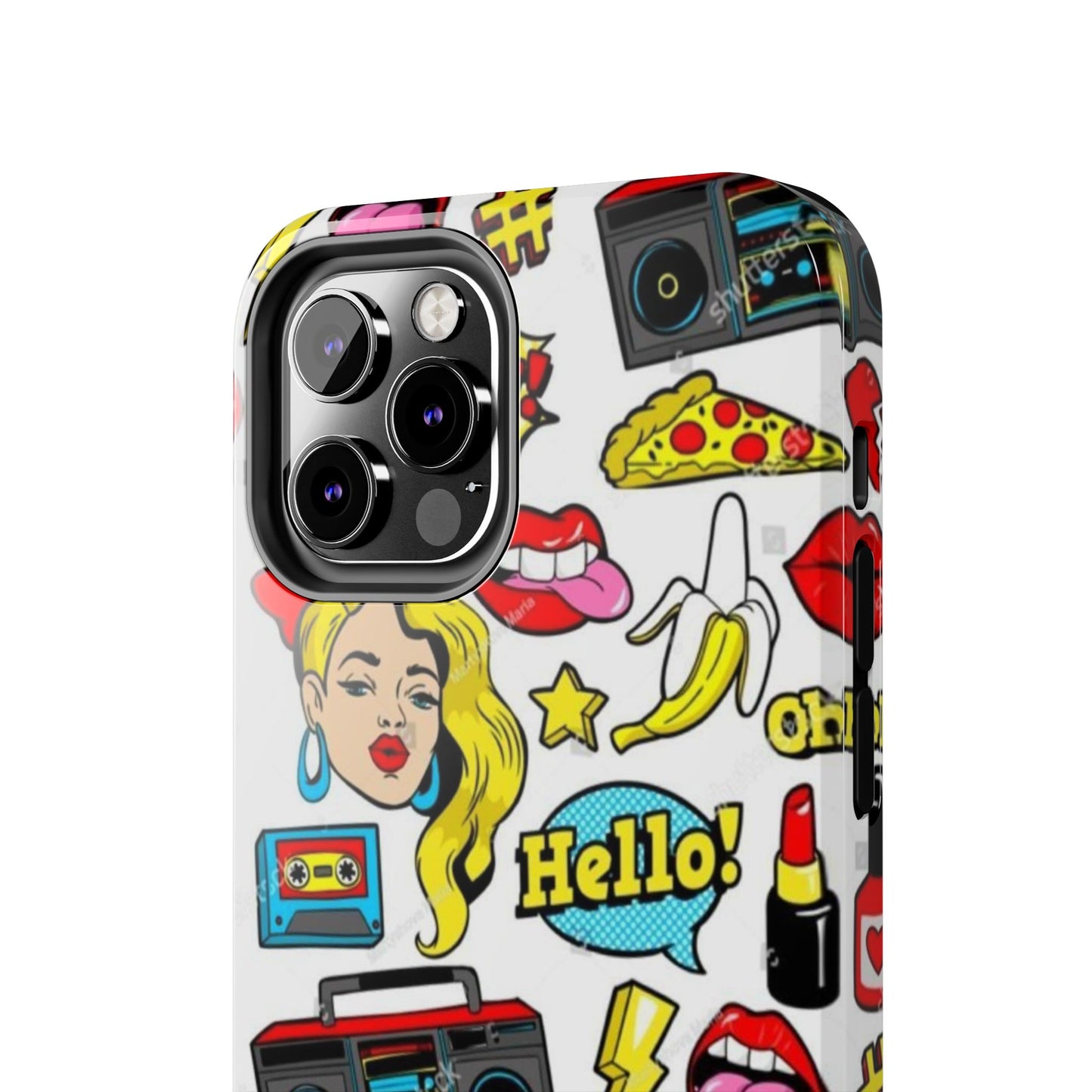 Retro Pop Art Tough Phone Cases - Colorful, Fun Design with 'Hello!' Text