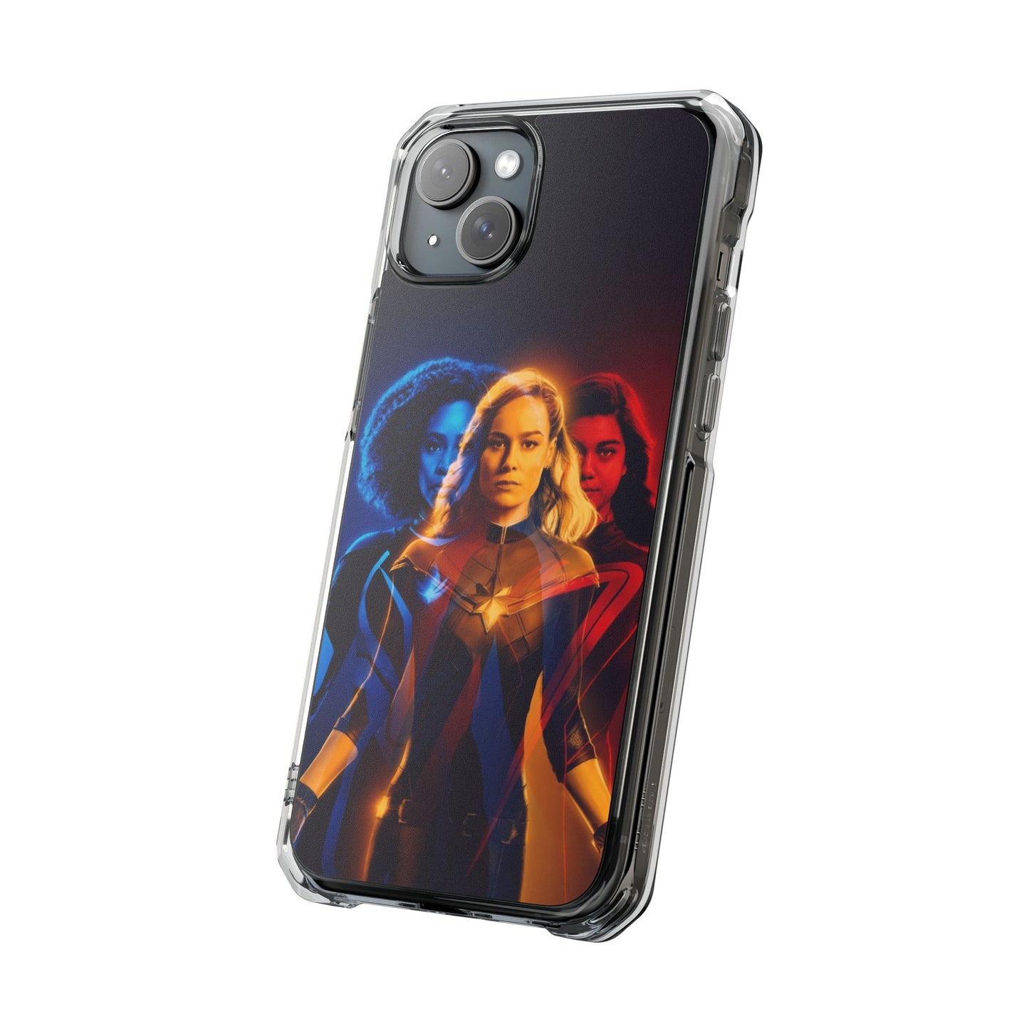 Superhero Magnetic Clear Impact Case for iPhone – Captain Marvel Design