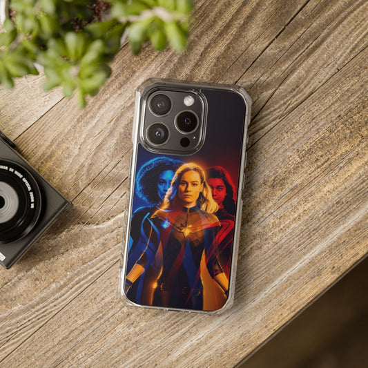 Superhero Magnetic Clear Impact Case for iPhone – Captain Marvel Design