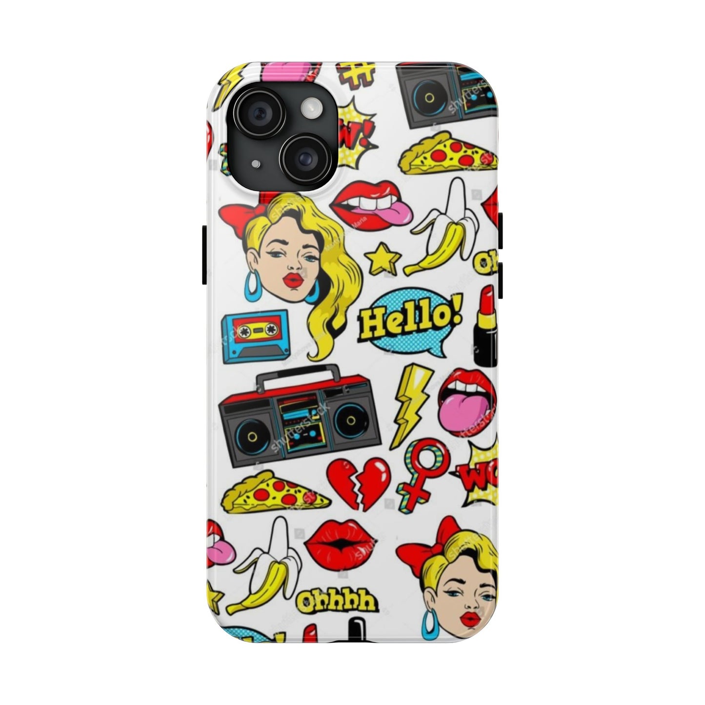 Retro Pop Art Tough Phone Cases - Colorful, Fun Design with 'Hello!' Text