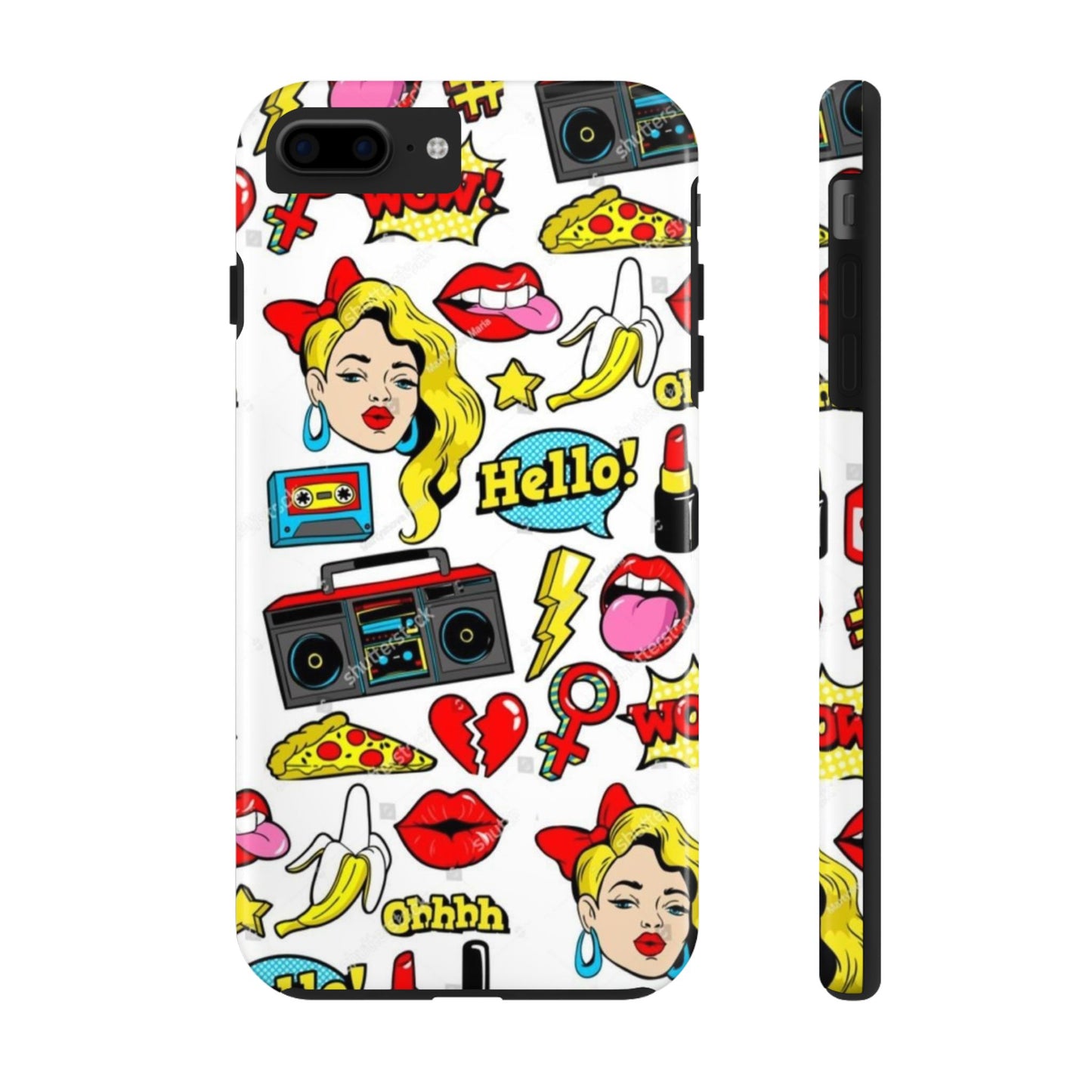 Retro Pop Art Tough Phone Cases - Colorful, Fun Design with 'Hello!' Text