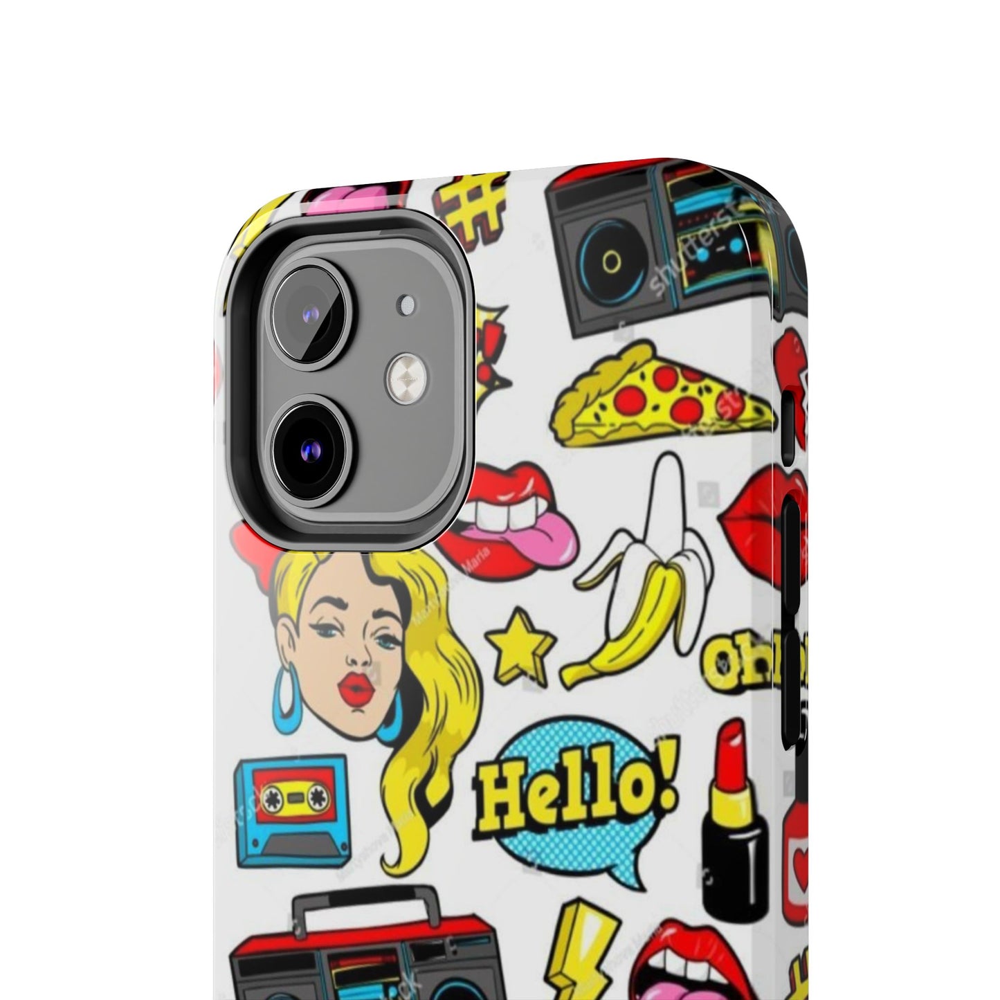 Retro Pop Art Tough Phone Cases - Colorful, Fun Design with 'Hello!' Text