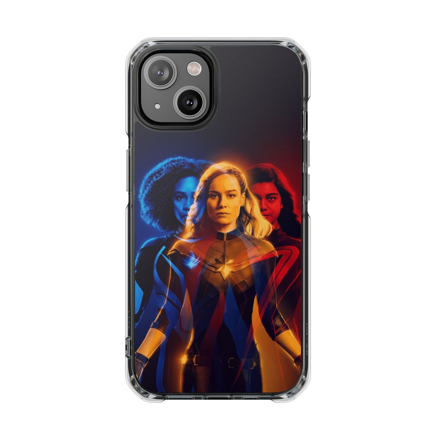 Superhero Magnetic Clear Impact Case for iPhone – Captain Marvel Design