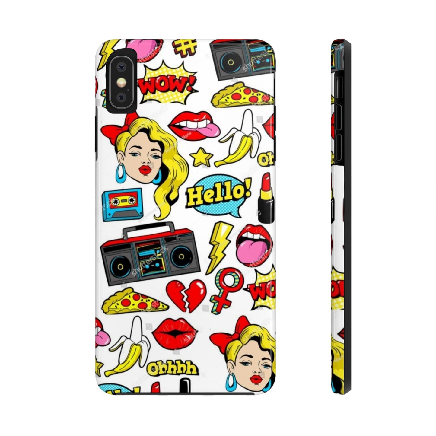 Retro Pop Art Tough Phone Cases - Colorful, Fun Design with 'Hello!' Text