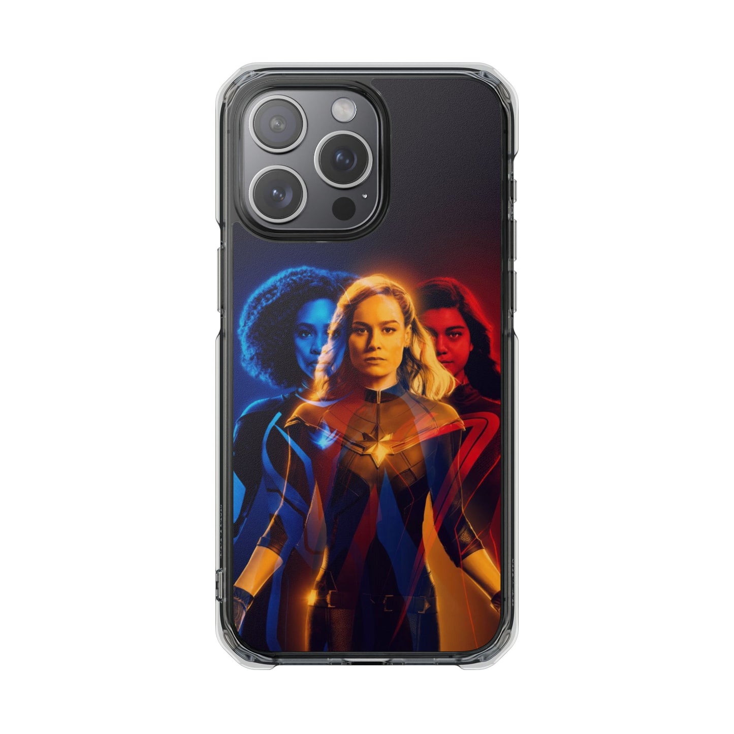 Superhero Magnetic Clear Impact Case for iPhone – Captain Marvel Design