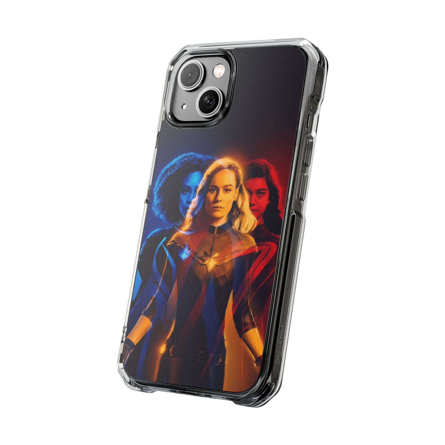 Superhero Magnetic Clear Impact Case for iPhone – Captain Marvel Design