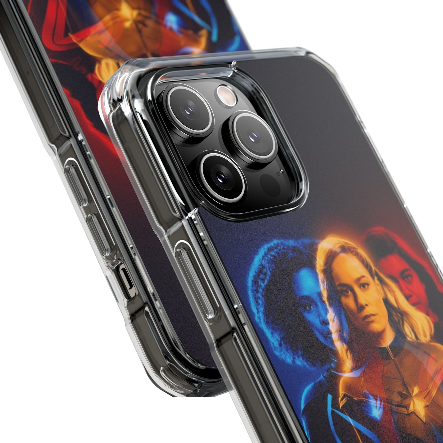 Superhero Magnetic Clear Impact Case for iPhone – Captain Marvel Design