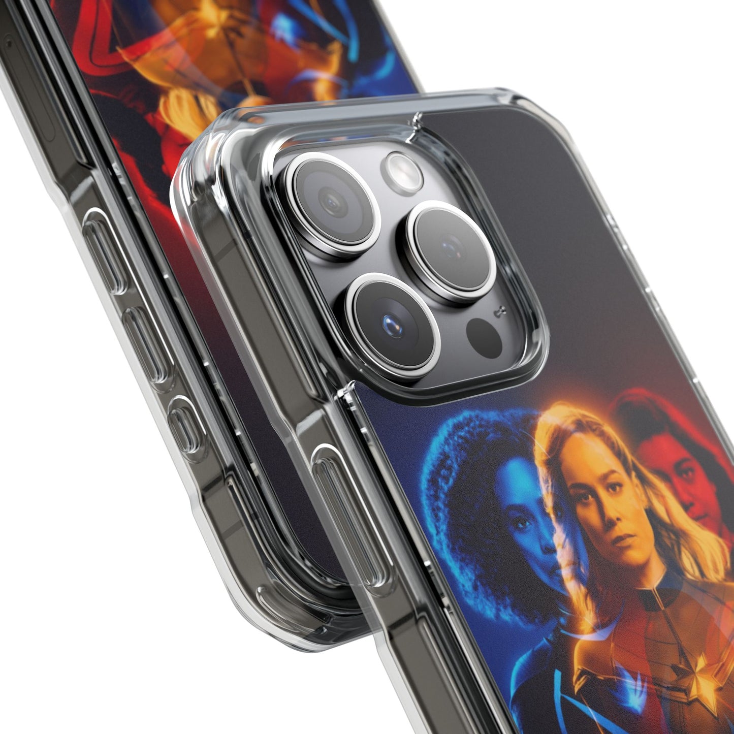 Superhero Magnetic Clear Impact Case for iPhone – Captain Marvel Design