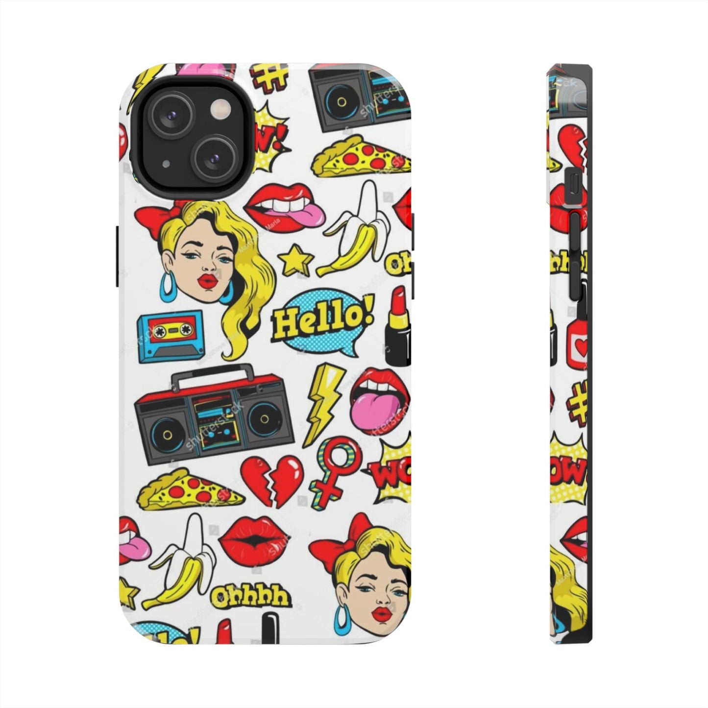 Retro Pop Art Tough Phone Cases - Colorful, Fun Design with 'Hello!' Text