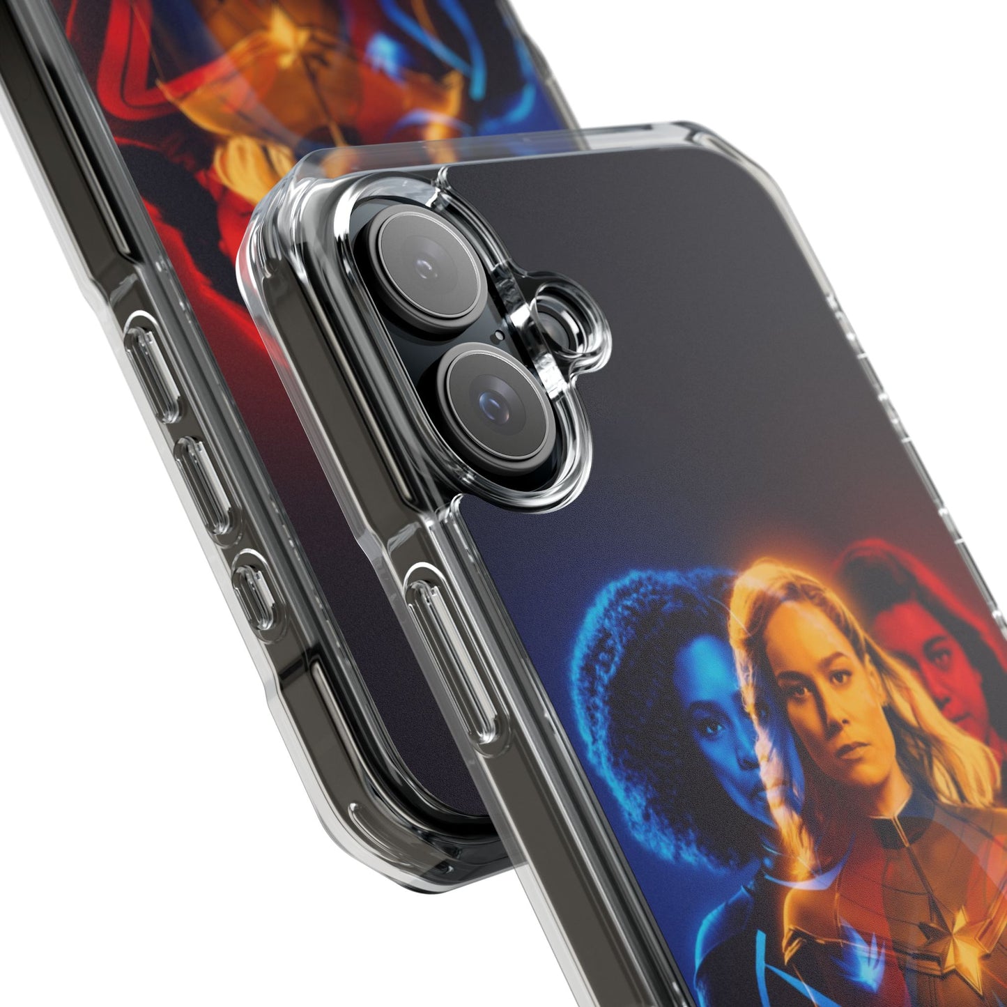 Superhero Magnetic Clear Impact Case for iPhone – Captain Marvel Design