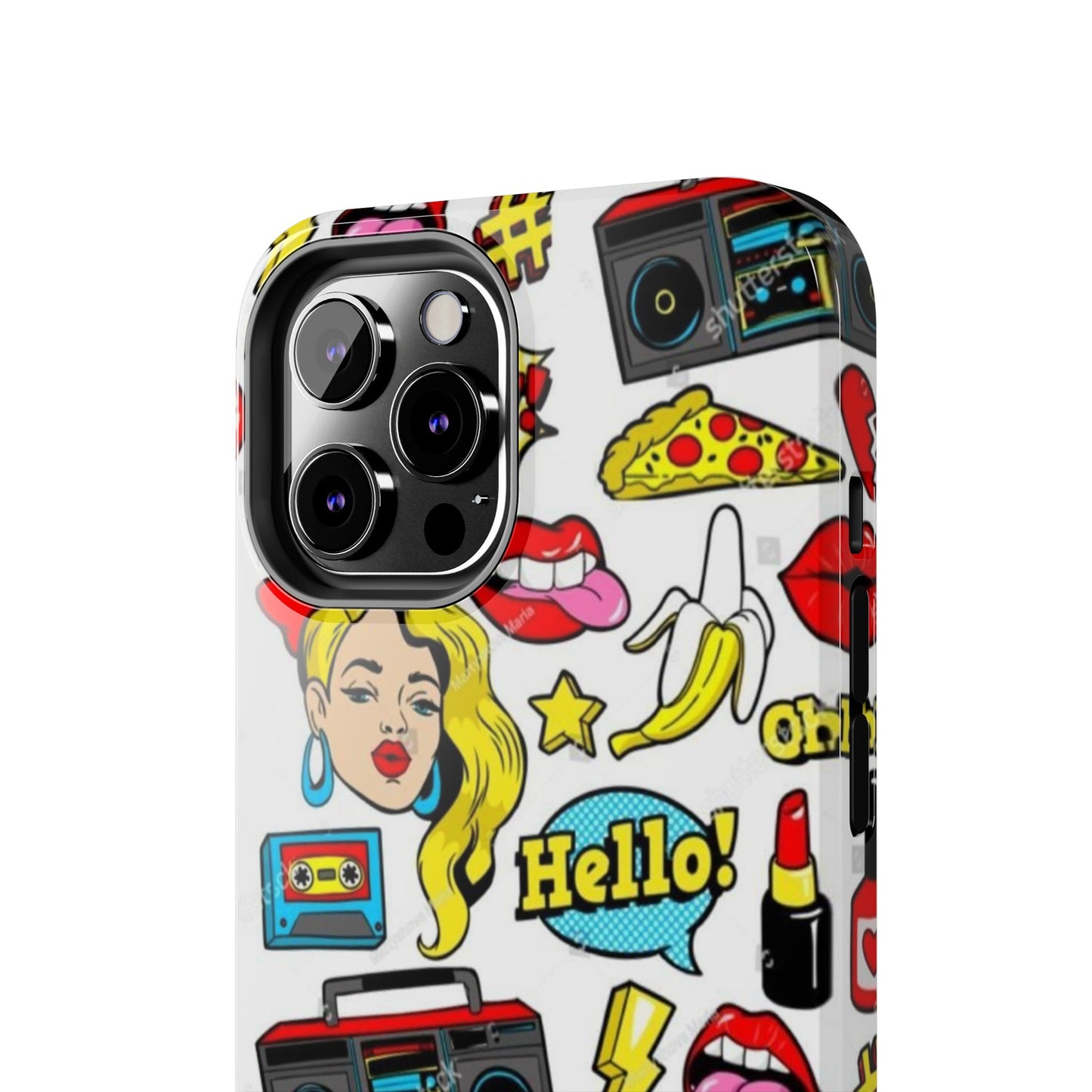 Retro Pop Art Tough Phone Cases - Colorful, Fun Design with 'Hello!' Text