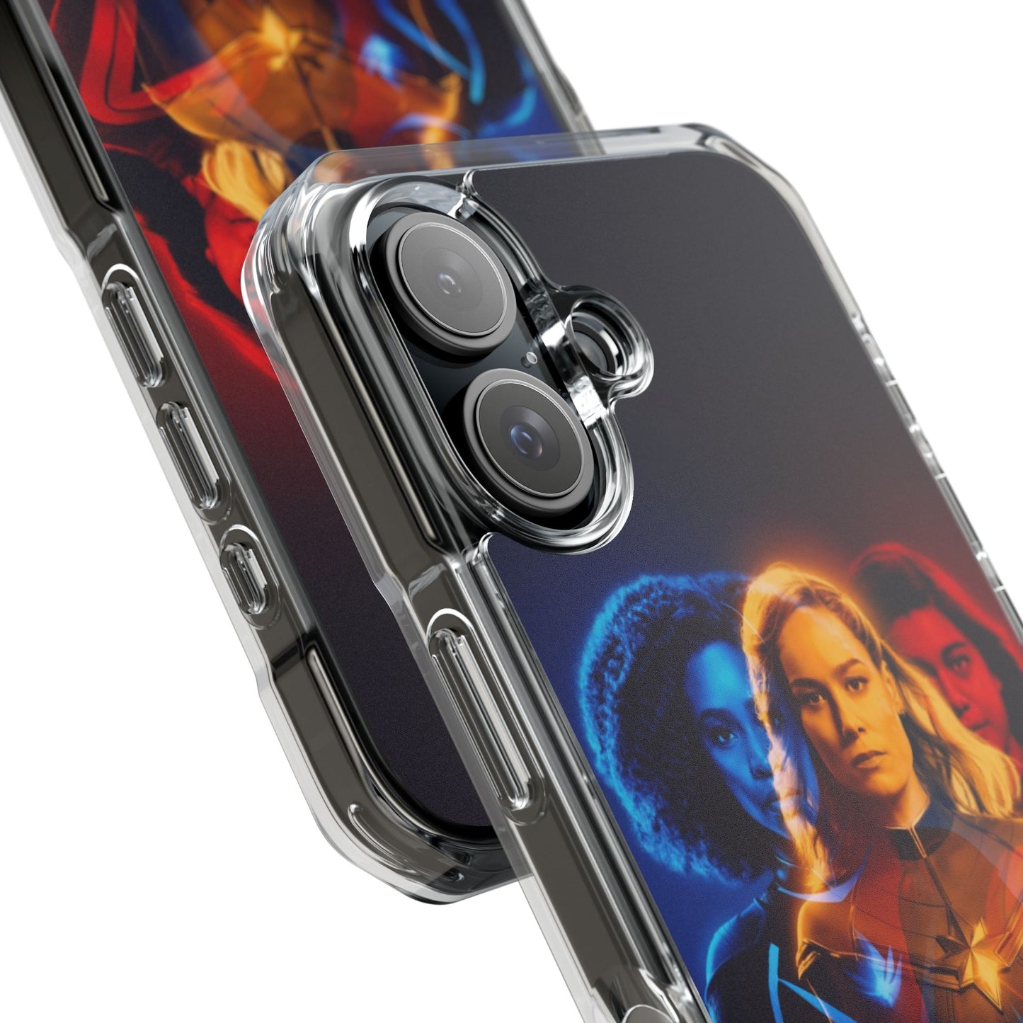 Superhero Magnetic Clear Impact Case for iPhone – Captain Marvel Design