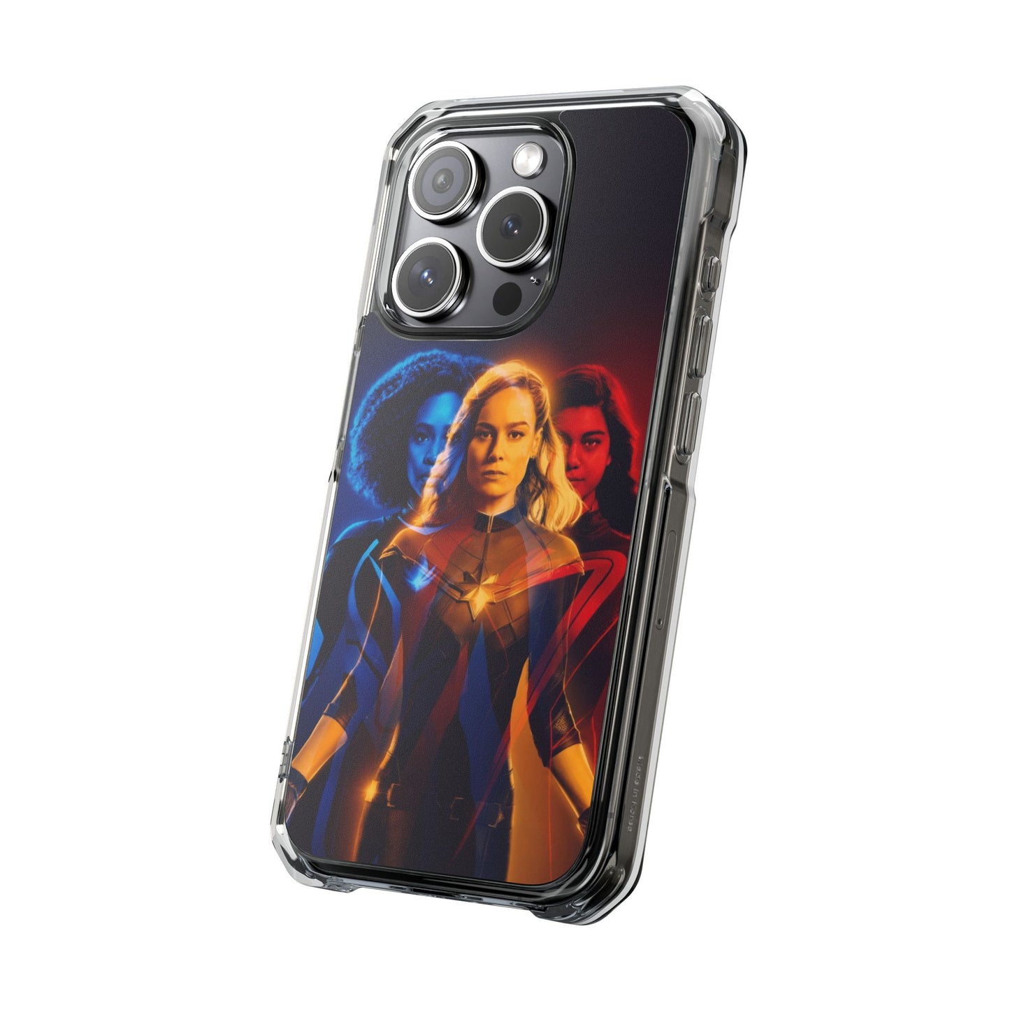 Superhero Magnetic Clear Impact Case for iPhone – Captain Marvel Design