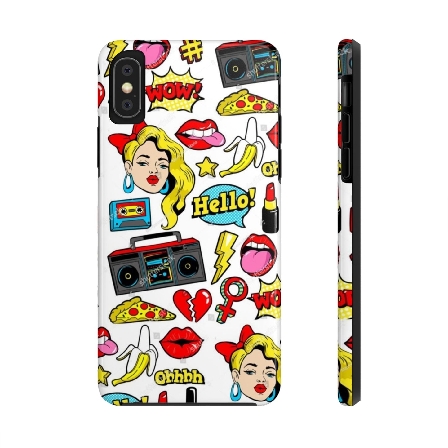 Retro Pop Art Tough Phone Cases - Colorful, Fun Design with 'Hello!' Text