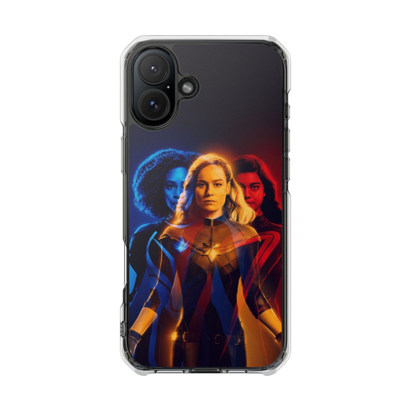 Superhero Magnetic Clear Impact Case for iPhone – Captain Marvel Design