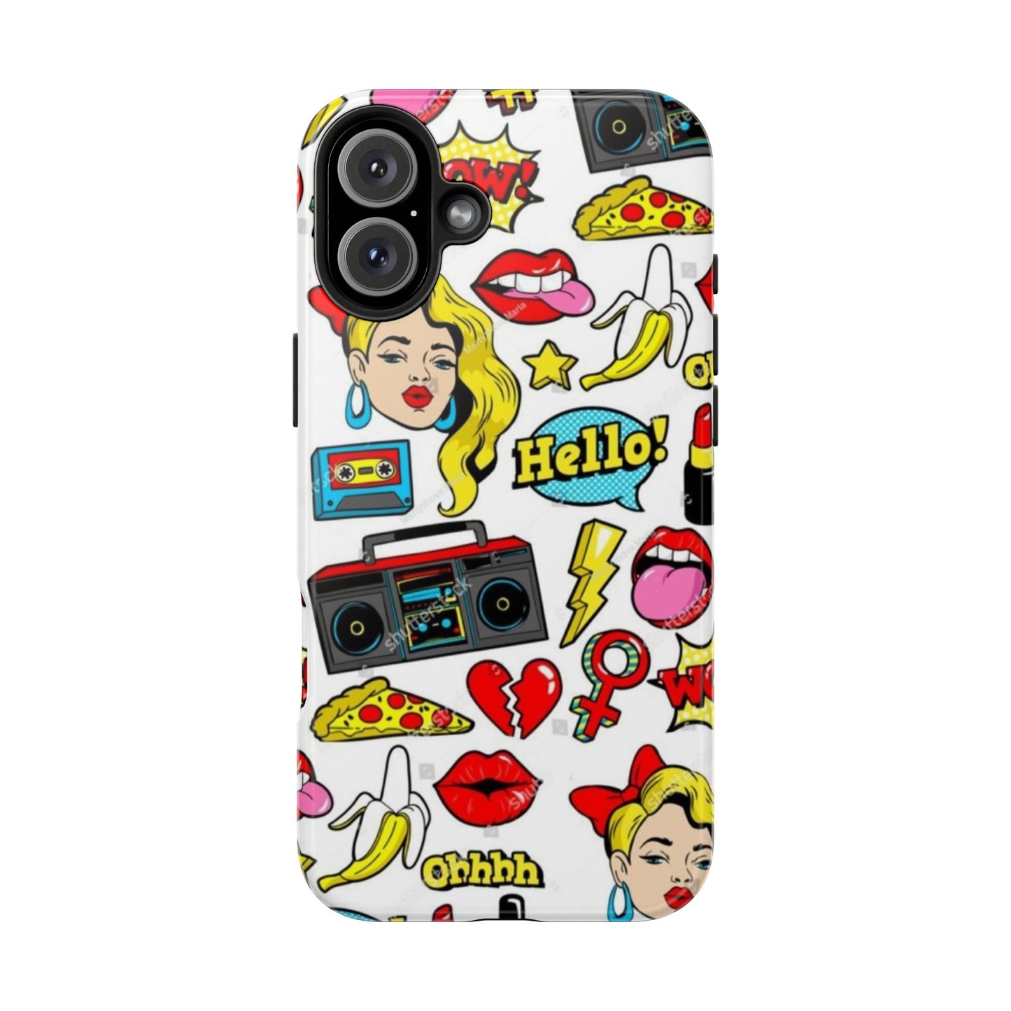 Retro Pop Art Tough Phone Cases - Colorful, Fun Design with 'Hello!' Text