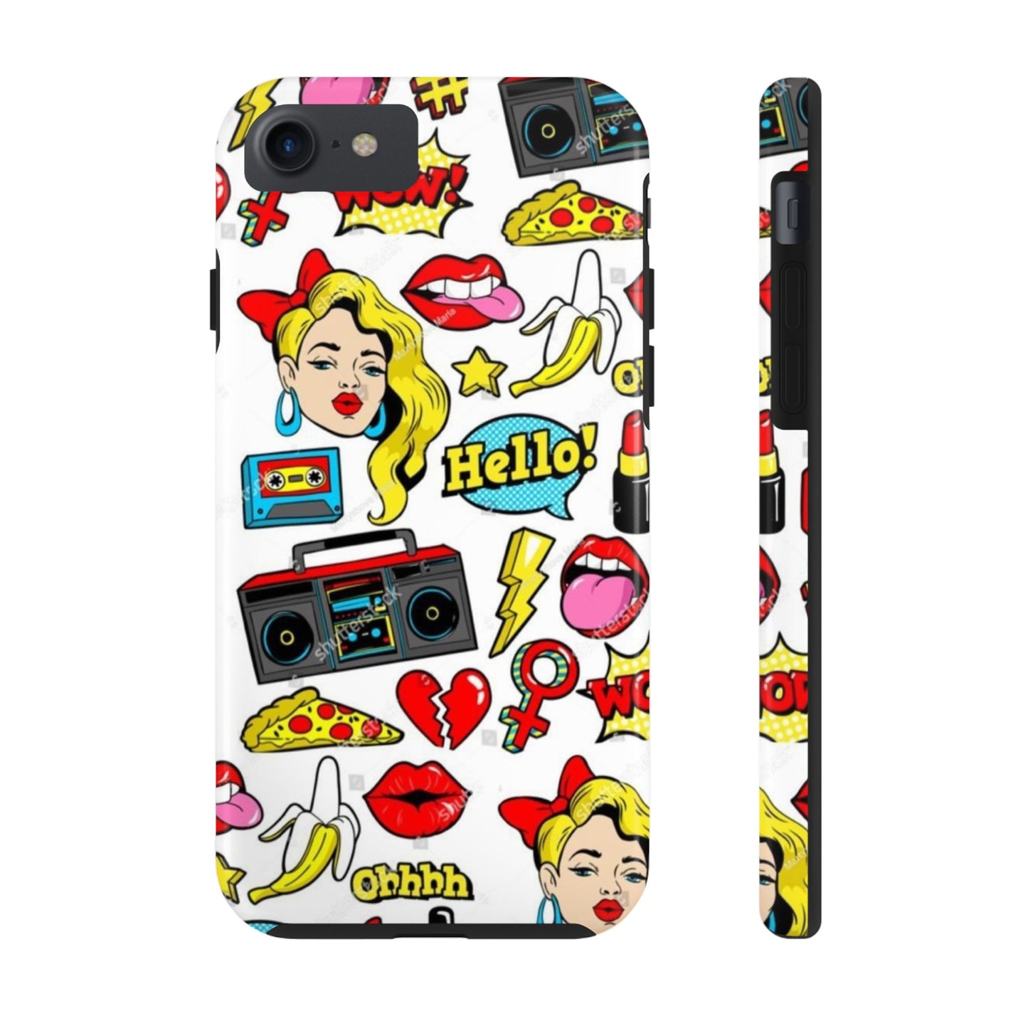 Retro Pop Art Tough Phone Cases - Colorful, Fun Design with 'Hello!' Text