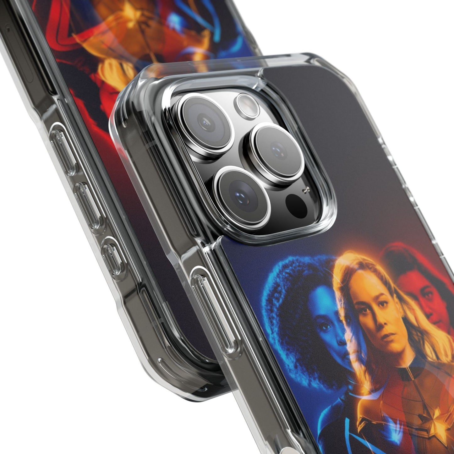 Superhero Magnetic Clear Impact Case for iPhone – Captain Marvel Design