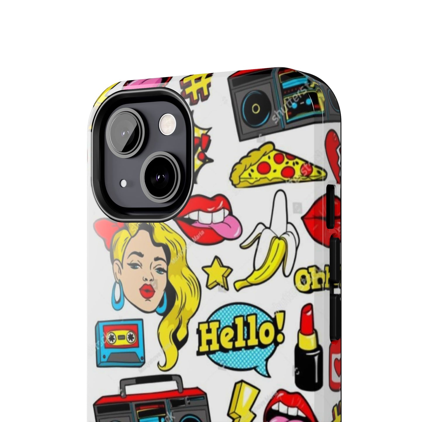 Retro Pop Art Tough Phone Cases - Colorful, Fun Design with 'Hello!' Text