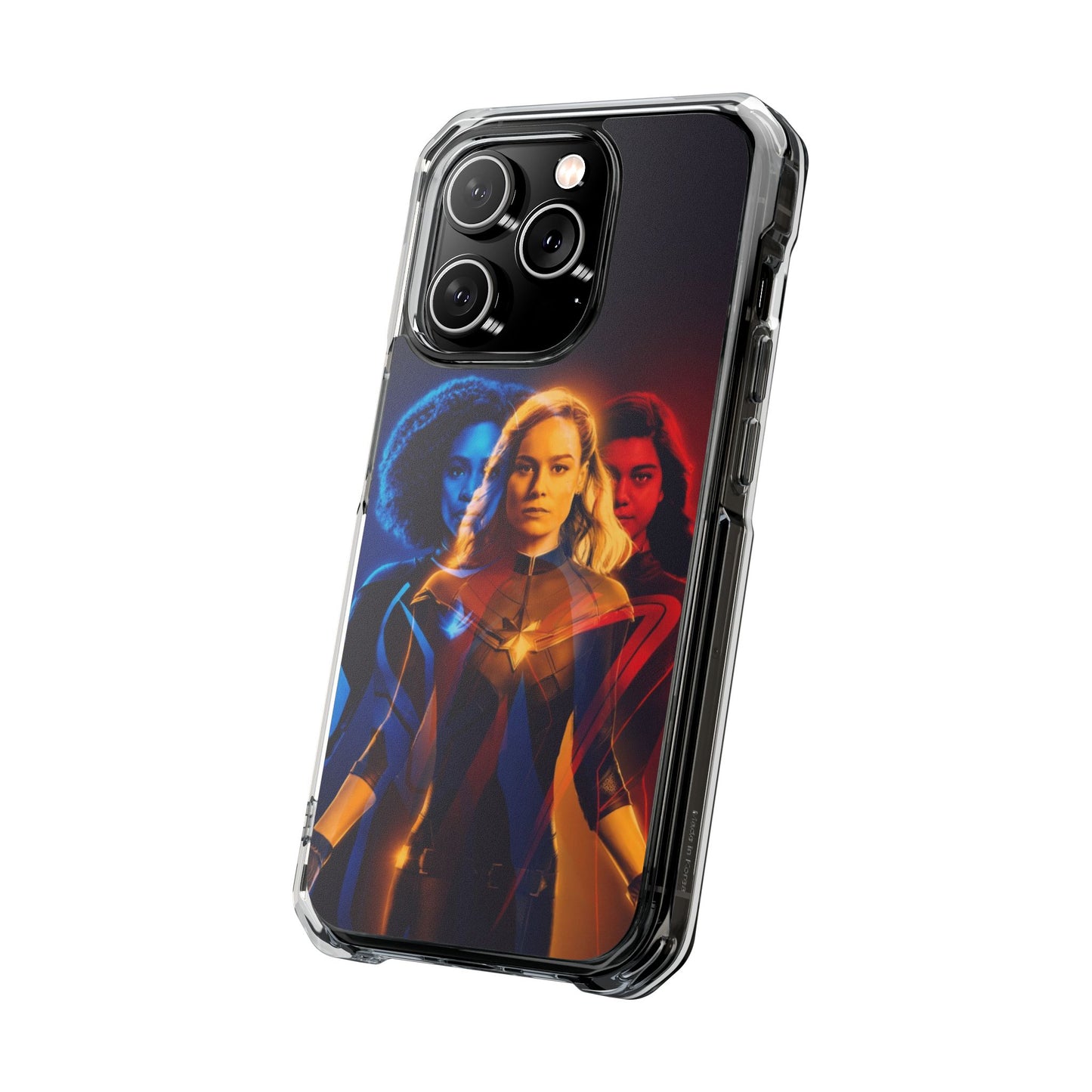 Superhero Magnetic Clear Impact Case for iPhone – Captain Marvel Design