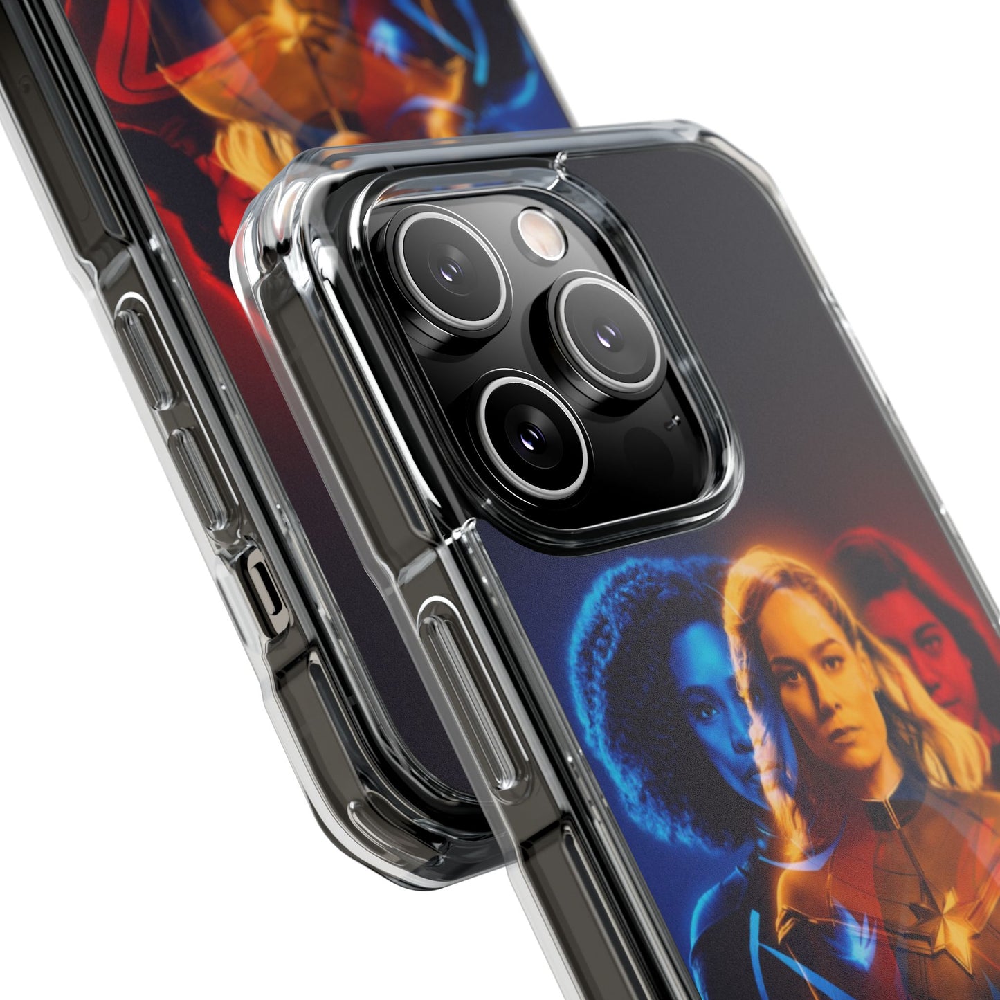 Superhero Magnetic Clear Impact Case for iPhone – Captain Marvel Design