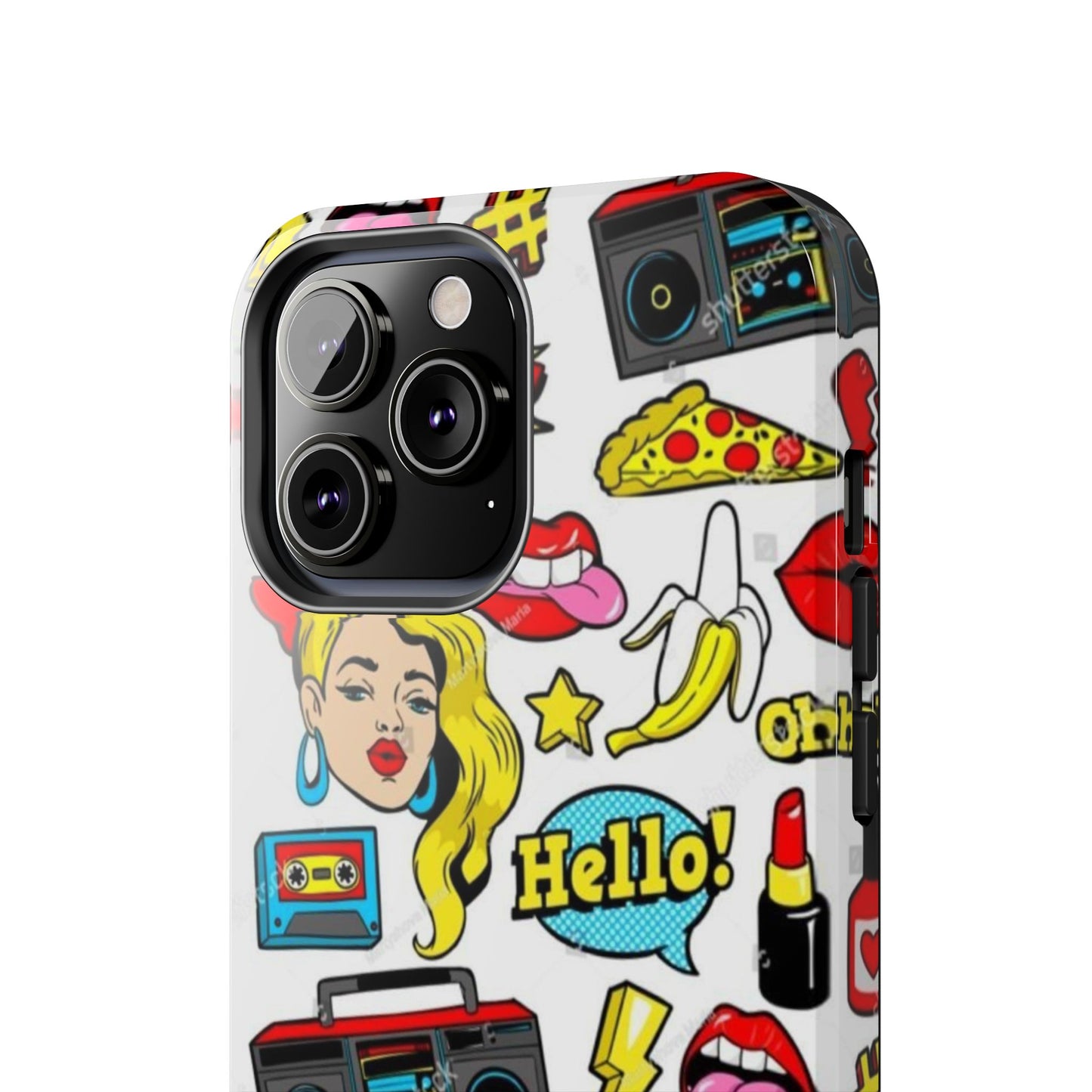 Retro Pop Art Tough Phone Cases - Colorful, Fun Design with 'Hello!' Text